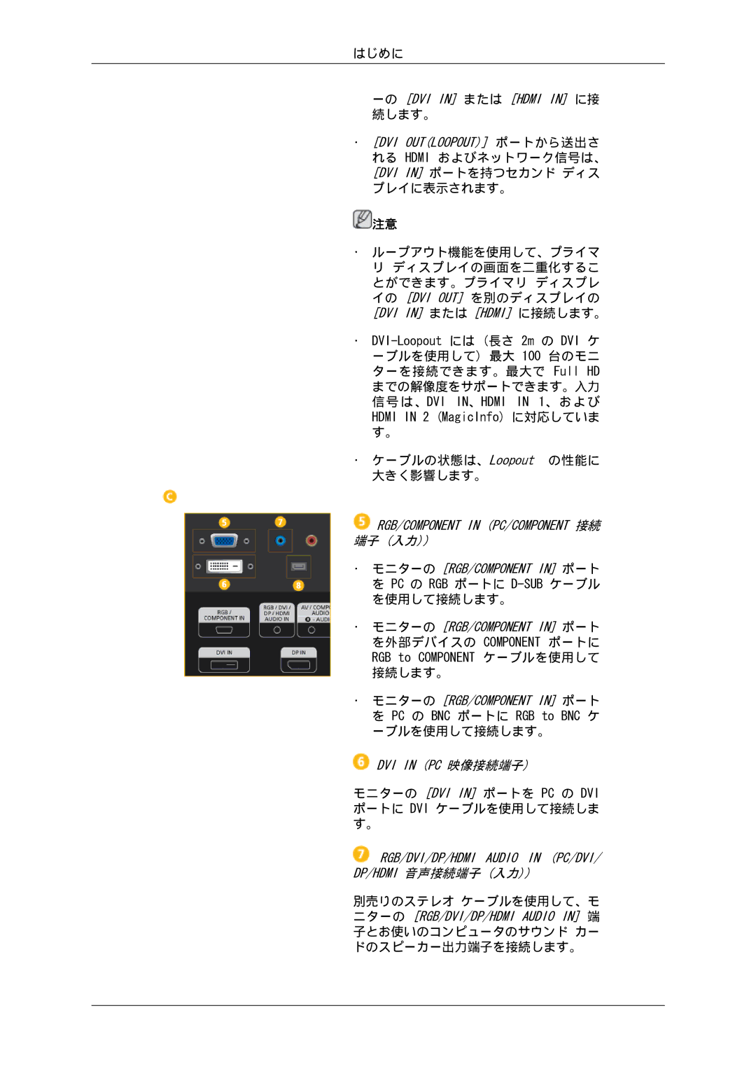 Samsung LH55CSPLBC/XJ manual Pc の Rgb ポートに D-Subケーブル を使用して接続します。 