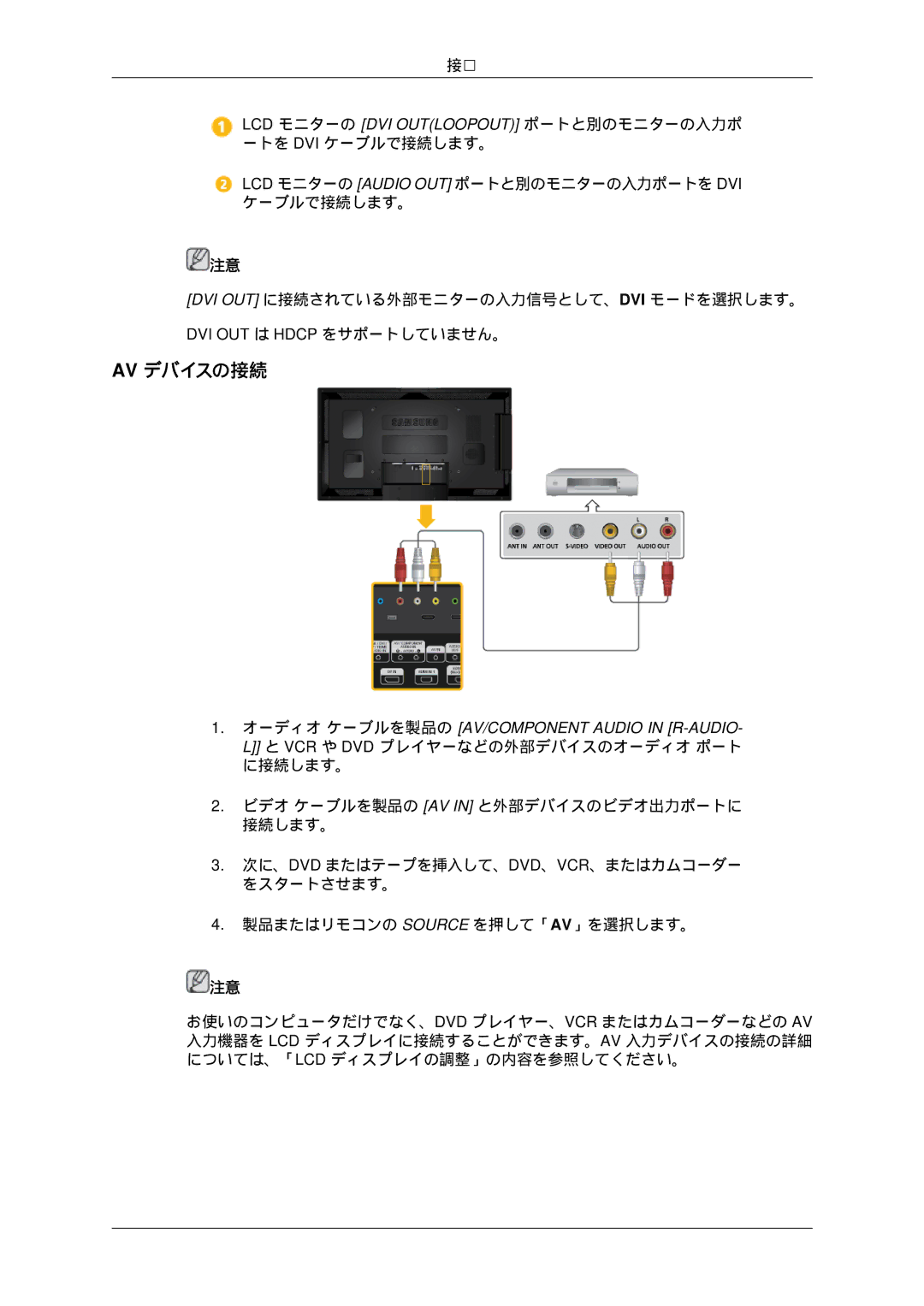 Samsung LH55CSPLBC/XJ manual Av デバイスの接続 