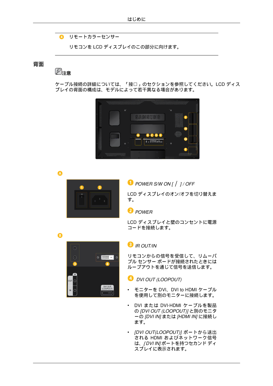 Samsung LH55CSPLBC/XJ manual Lcd ディスプレイのオン/オフを切り替えま す。 