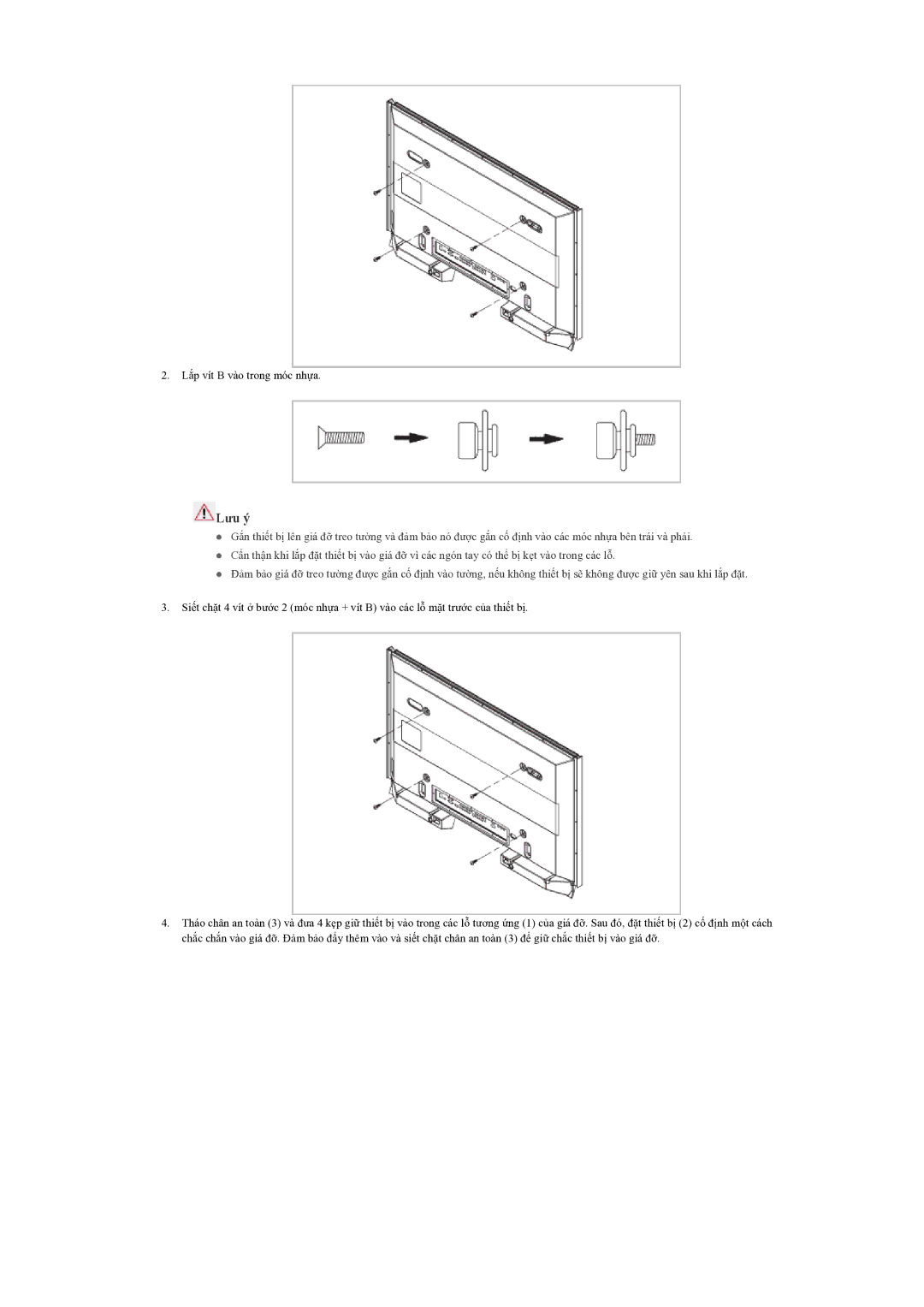 Samsung LH55CSPLBC/XY manual Lắp vít B vào trong móc nhựa 