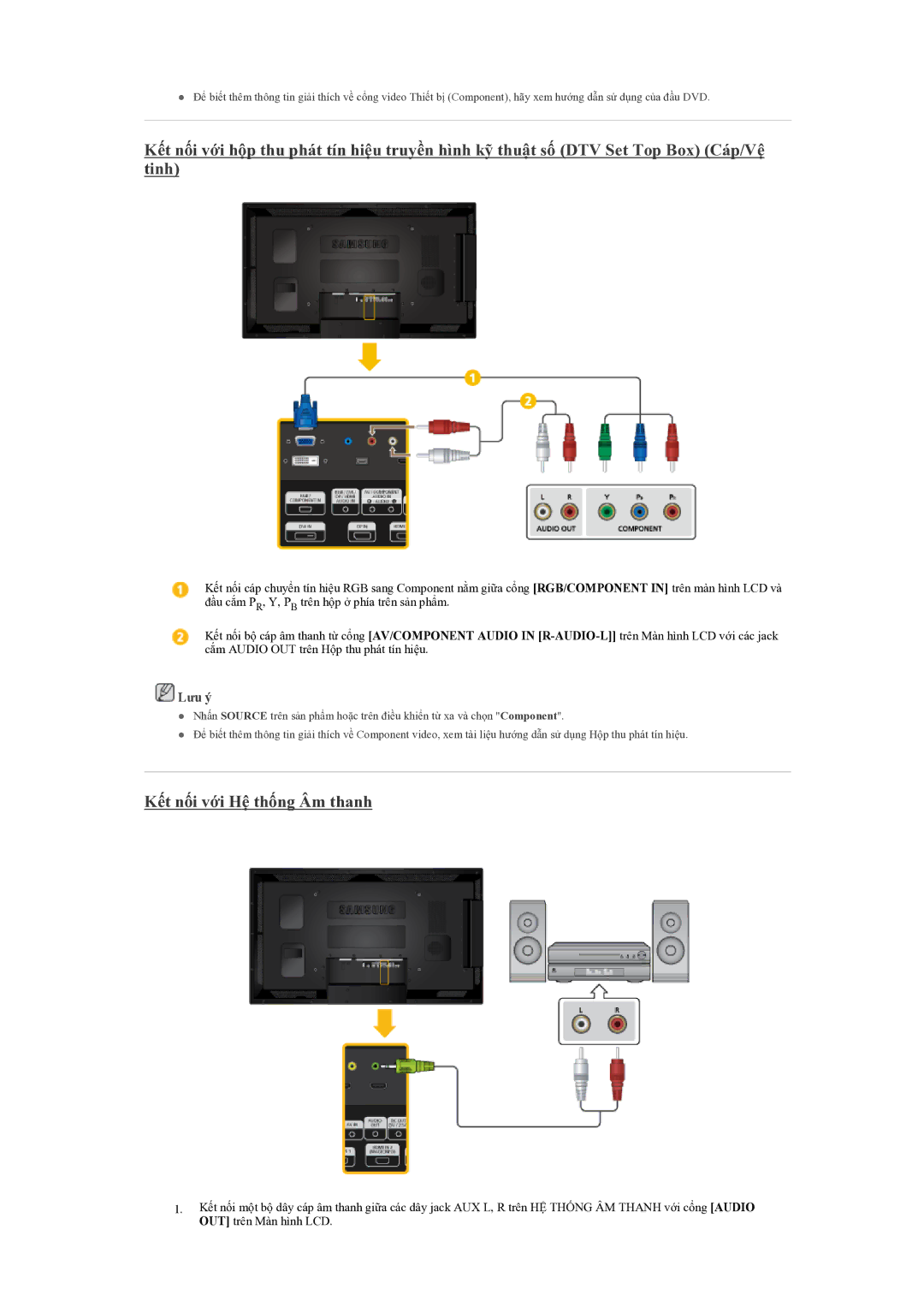 Samsung LH55CSPLBC/XY manual Kết nối với Hệ thống Âm thanh 