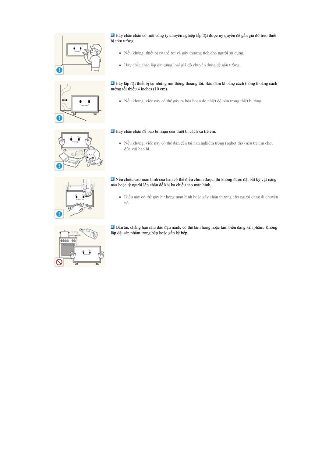 Samsung LH55CSPLBC/XY manual Hãy chắc chắn để bao bì nhựa của thiết bị cách xa trẻ em 