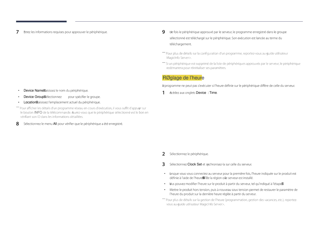 Samsung LH48DHDPLGC/EN, LH55DHDPLGC/EN, LH40DHDPLGC/EN manual Réglage de lheure 