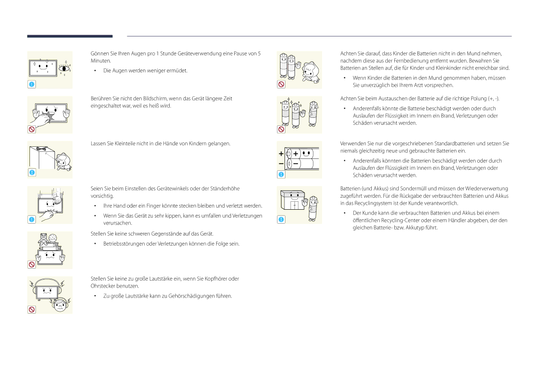 Samsung LH40DHDPLGC/EN, LH55DHDPLGC/EN, LH48DHDPLGC/EN Verursachen, Stellen Sie keine schweren Gegenstände auf das Gerät 