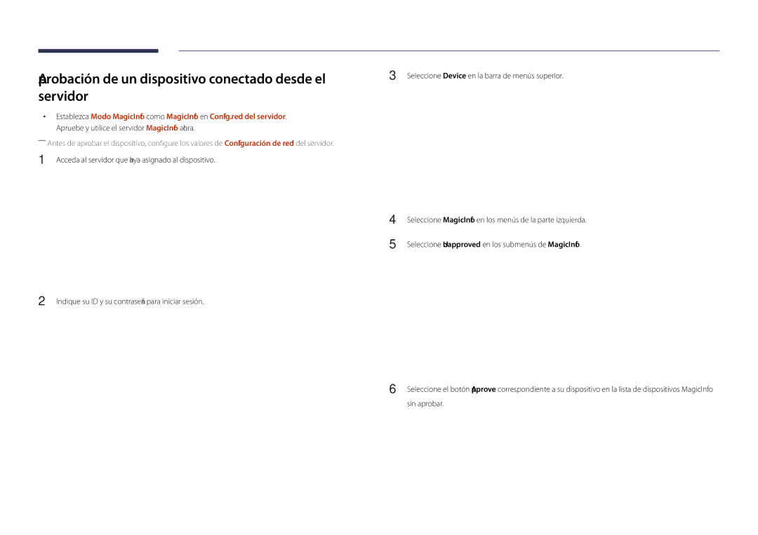 Samsung LH55DHDPLGC/EN, LH48DHDPLGC/EN, LH40DHDPLGC/EN manual Aprobación de un dispositivo conectado desde el servidor 