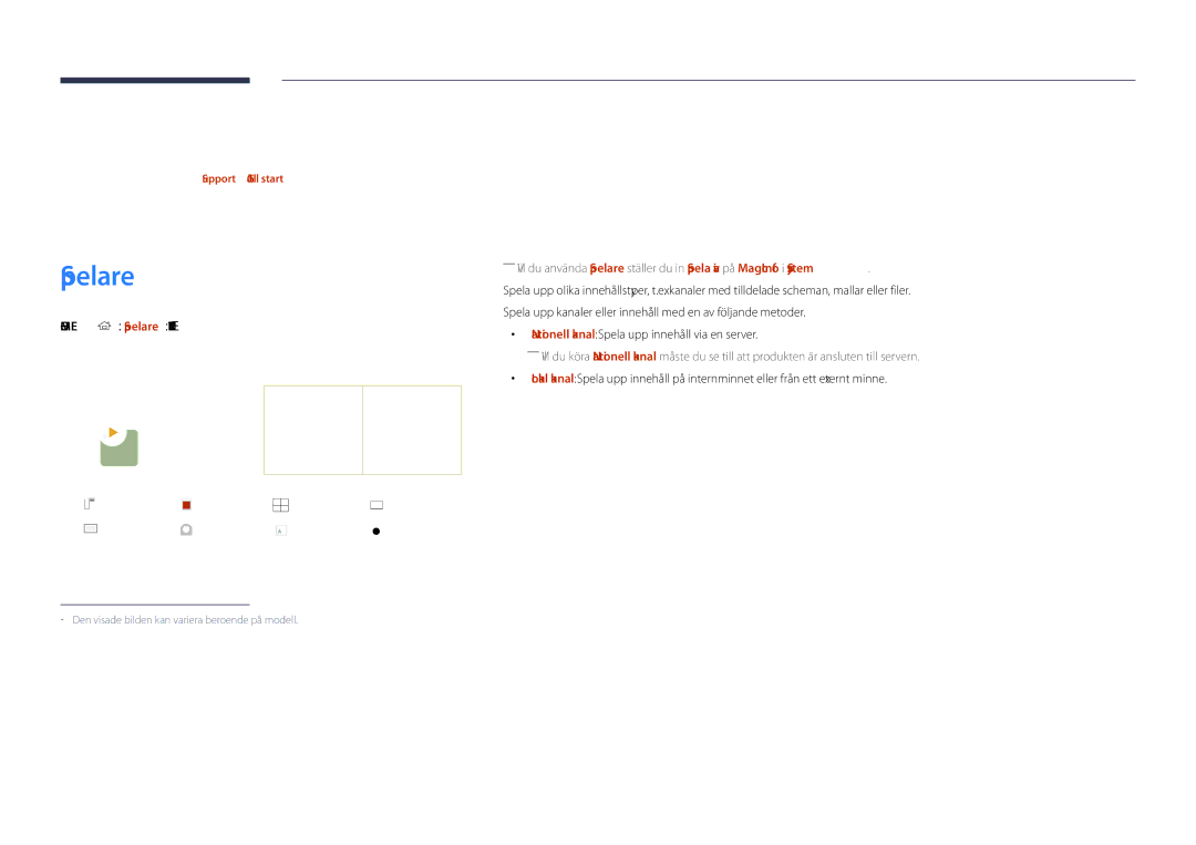 Samsung LH40DHDPLGC/EN, LH55DHDPLGC/EN, LH48DHDPLGC/EN manual Hemfunktion, Schema Template, Home → Spelare →ENTER E 