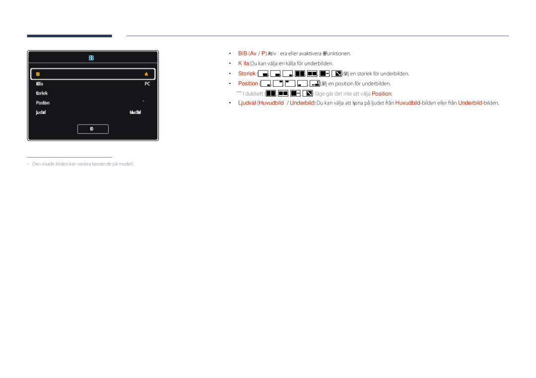 Samsung LH55DHDPLGC/EN, LH48DHDPLGC/EN, LH40DHDPLGC/EN manual ――I dubbelt , , , läge går det inte att välja Position 