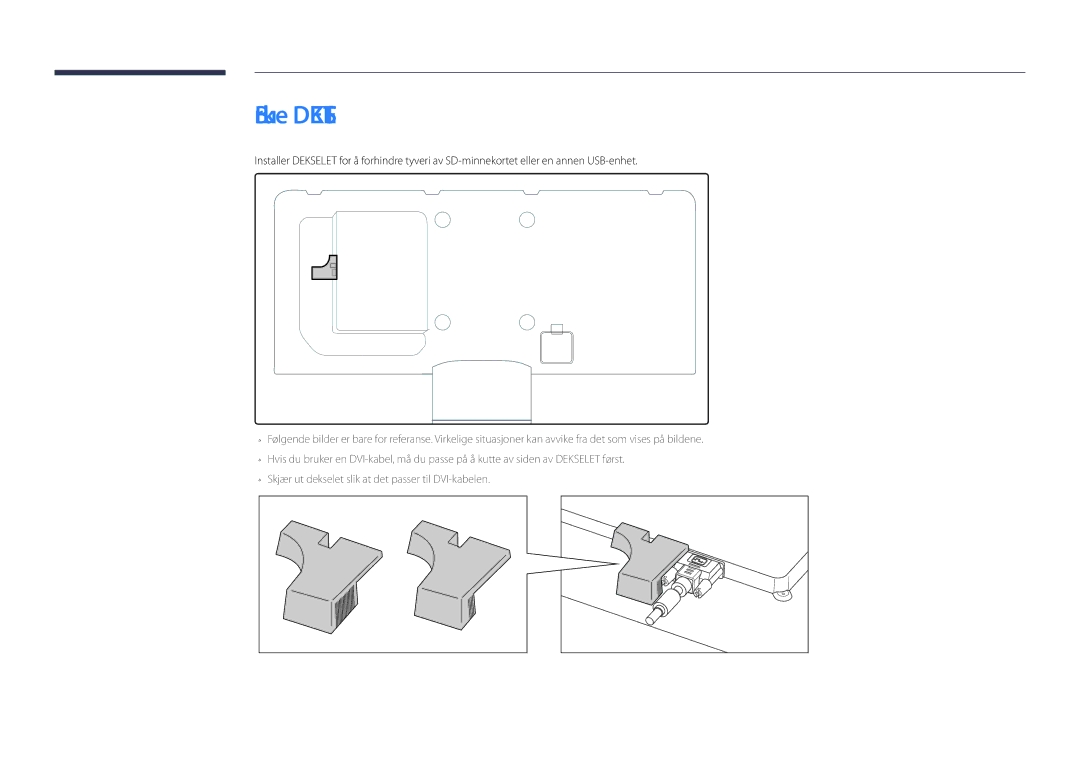 Samsung LH40DHDPLGC/EN, LH55DHDPLGC/EN, LH48DHDPLGC/EN manual Bruke Dekselet 