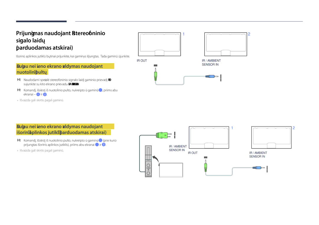 Samsung LH40DHDPLGC/EN, LH55DHDPLGC/EN, LH48DHDPLGC/EN manual Daugiau nei vieno ekrano valdymas naudojant, Nuotolinį pultą 