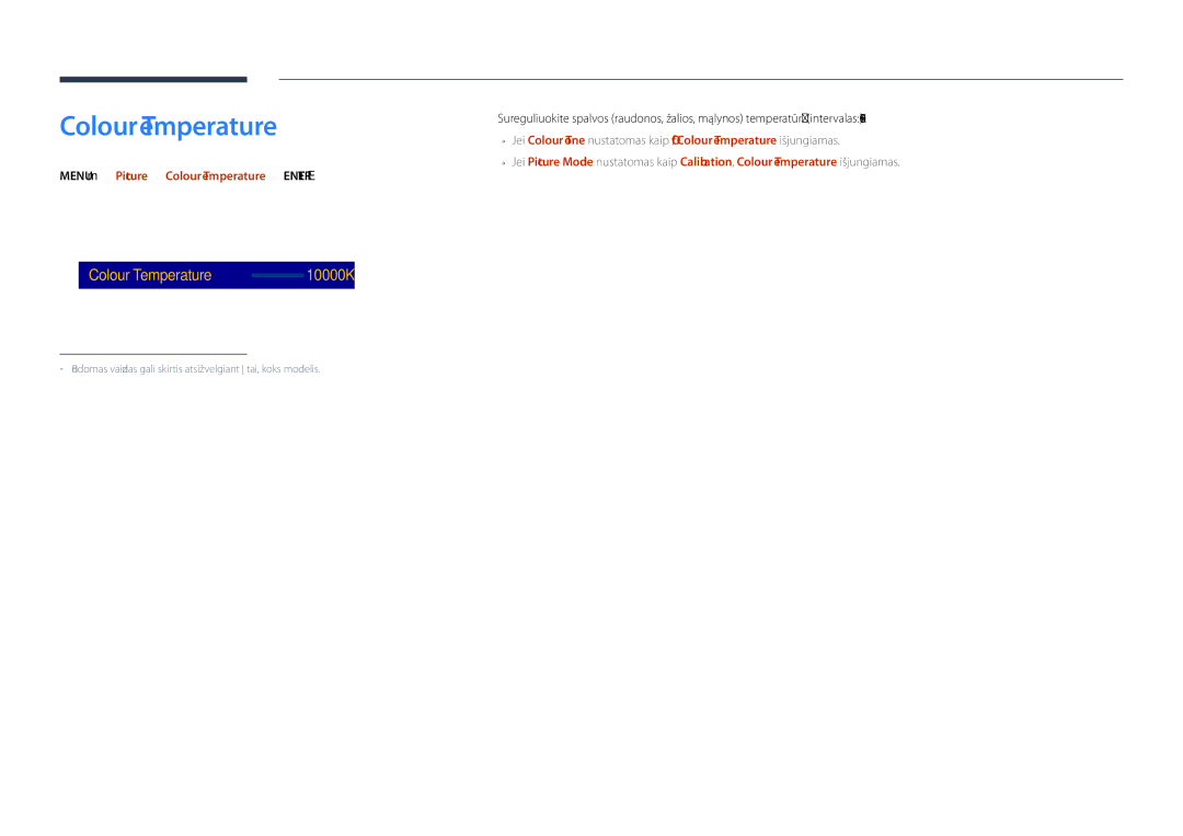 Samsung LH48DHDPLGC/EN, LH55DHDPLGC/EN, LH40DHDPLGC/EN manual Menu m → Picture → Colour Temperature → Enter E 