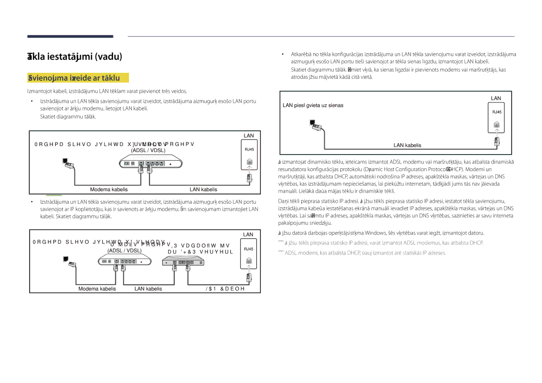 Samsung LH48DHDPLGC/EN, LH55DHDPLGC/EN, LH40DHDPLGC/EN manual Tīkla iestatījumi vadu, Savienojuma izveide ar tīklu 