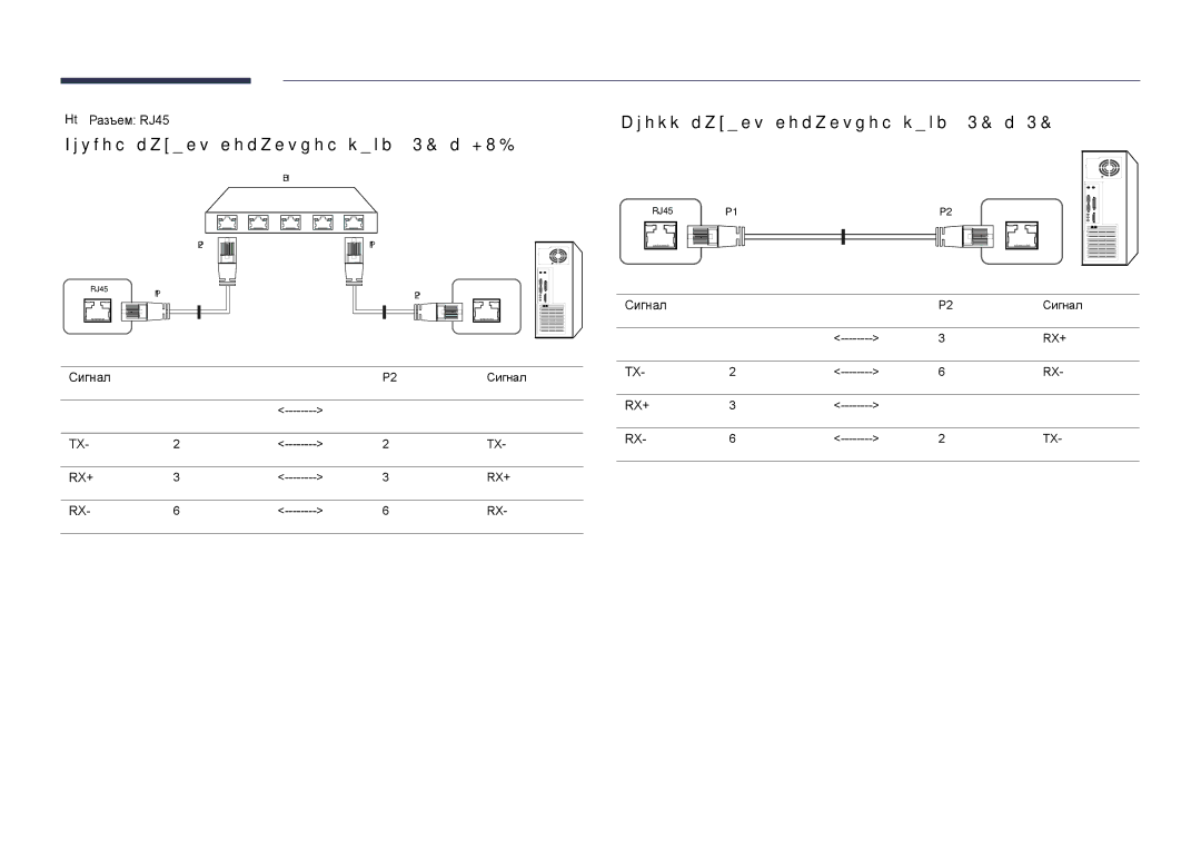 Samsung LH48DHDPLGC/EN Прямой кабель локальной сети PC к HUB, Кросс-кабель локальной сети PC к PC, Разъем RJ45, Сигнал 