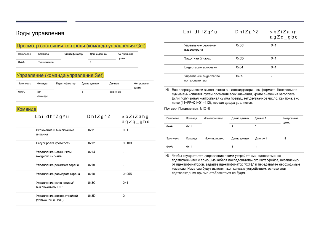 Samsung LH55DHDPLGC/EN, LH48DHDPLGC/EN manual Коды управления, Просмотр состояния контроля команда управления Get, Команда 