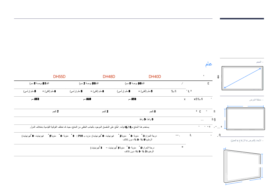 Samsung LH55DHDPLGC/UE, LH48DHDPLGC/UE, LH55DHDPLGC/NG, LH48DHDPLGC/NG, LH40DHDPLGC/UE manual تافصاوملا, ليدوملا مسا 