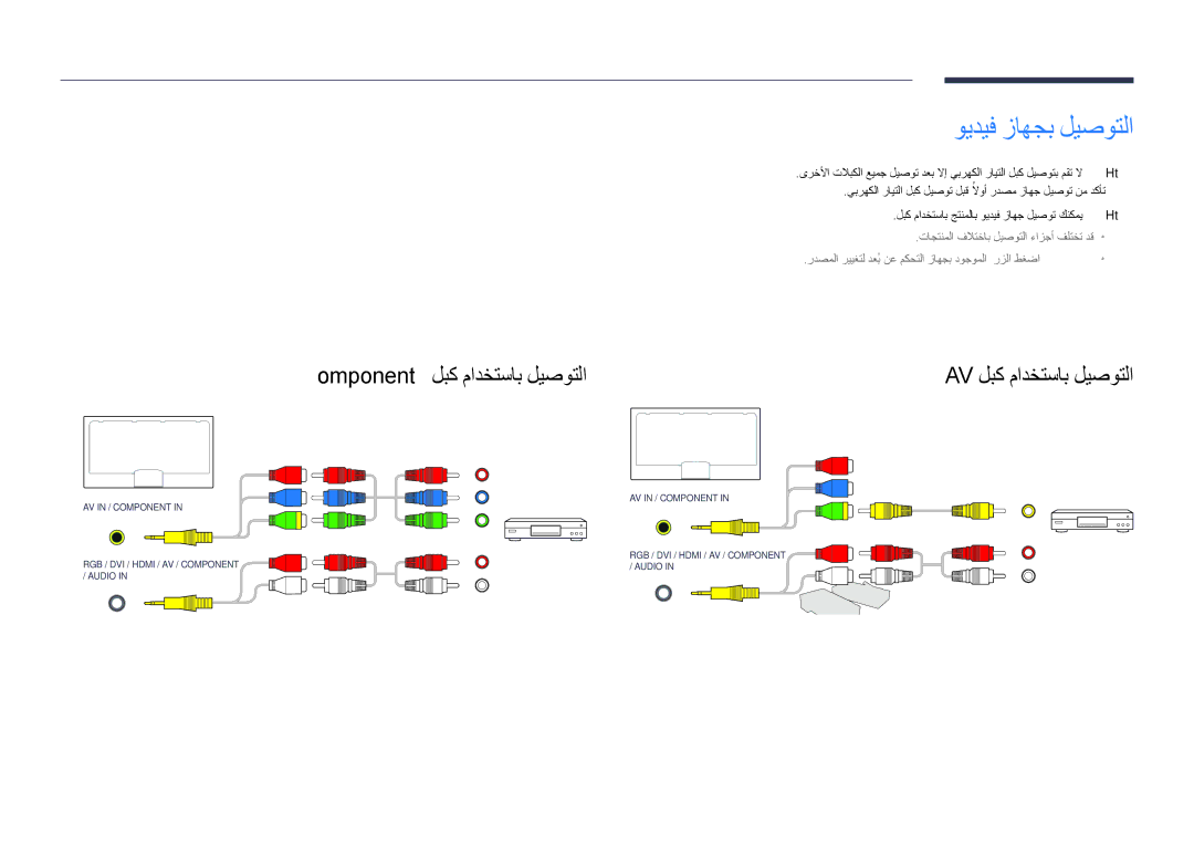 Samsung LH55DHDPLGC/NG, LH55DHDPLGC/UE, LH48DHDPLGC/UE, LH48DHDPLGC/NG ويديف زاهجب ليصوتلا, Component لبك مادختساب ليصوتلا 