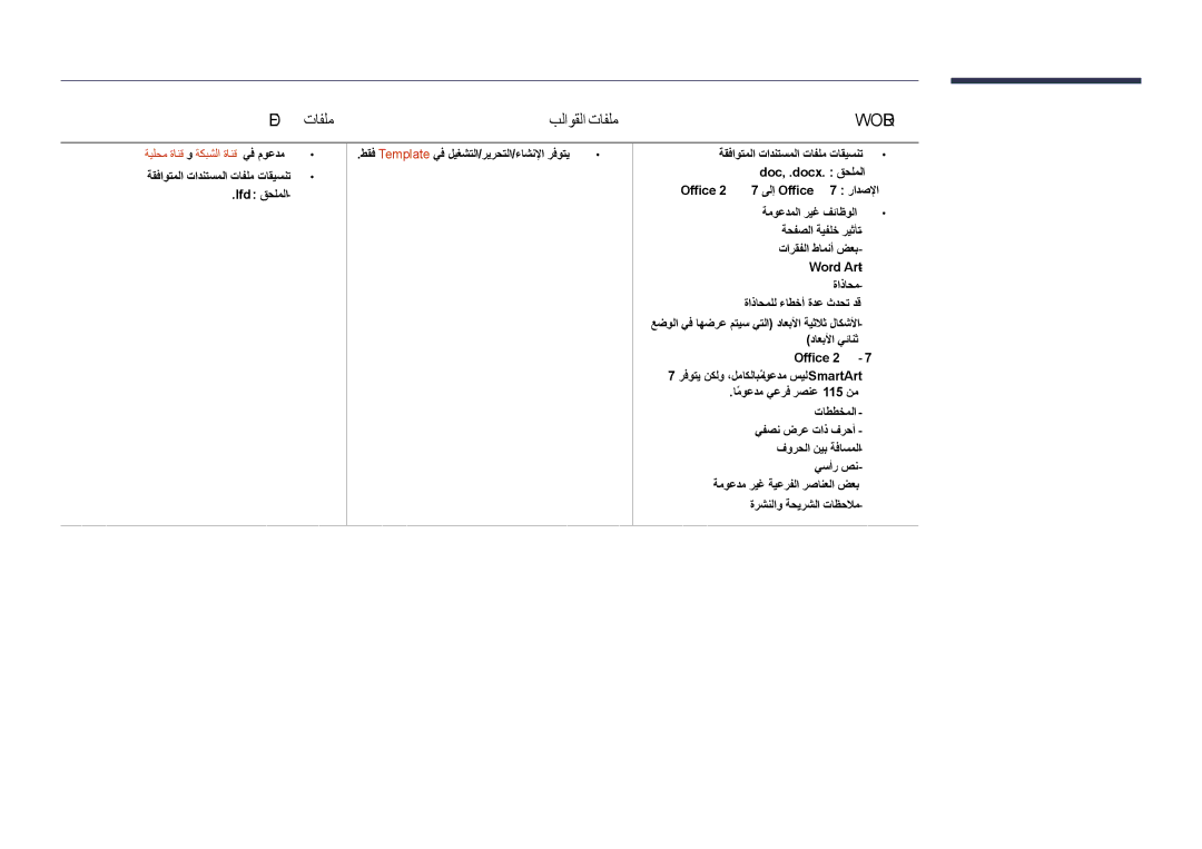 Samsung LH55DHDPLGC/UE, LH48DHDPLGC/UE, LH55DHDPLGC/NG, LH48DHDPLGC/NG, LH40DHDPLGC/UE manual Lfd تافلم بلاوقلا تافلم, Word 