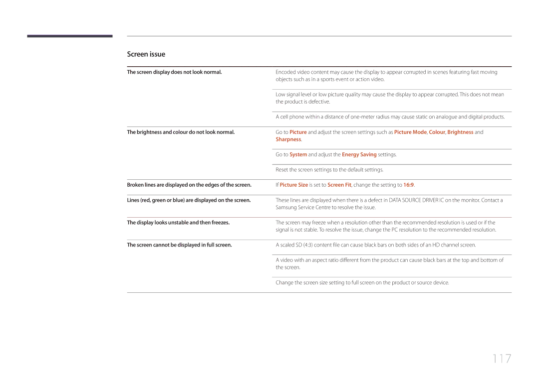 Samsung LH32DCEPLGC/XV, LH55DMEPLGC/EN, LH65EDEPLGC/EN, LH55DMEPLGC/UE, LH65EDEPLGC/NG, LH55DMEPLGC/NG manual 117, Sharpness 