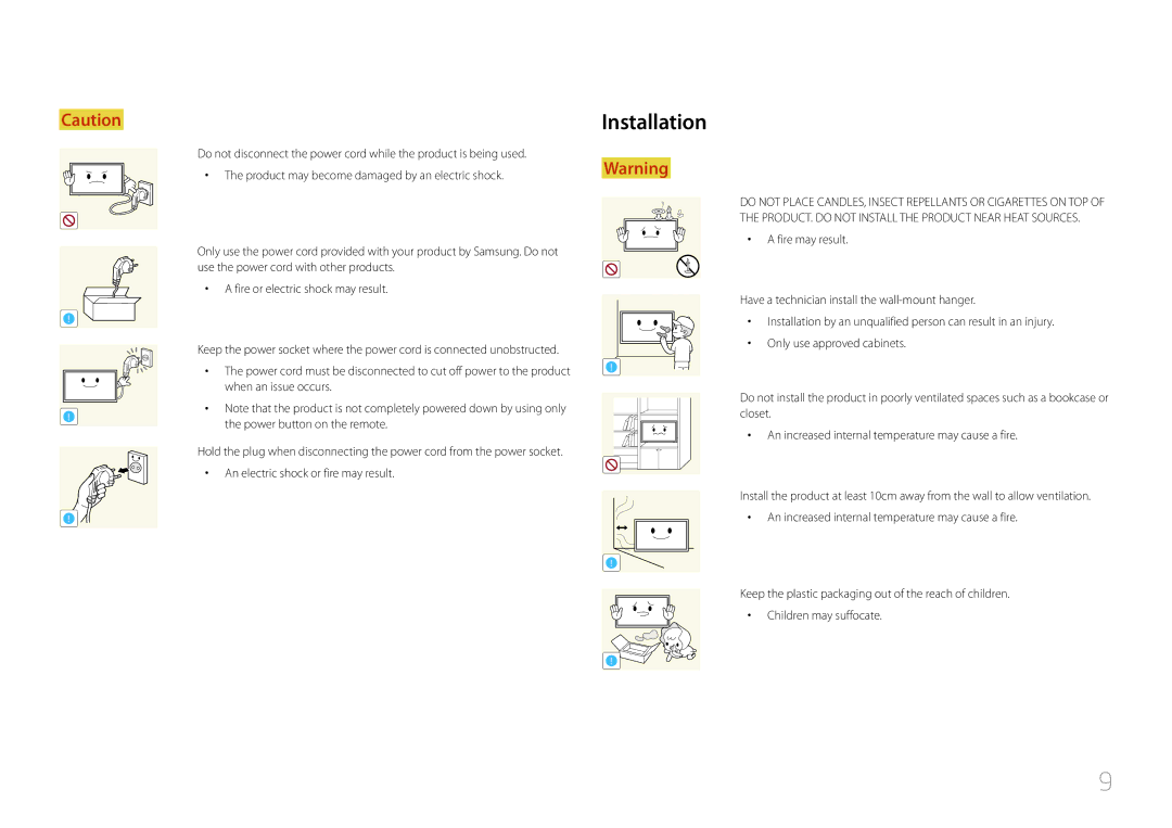 Samsung LH32DCEPLGC/XV, LH55DMEPLGC/EN, LH65EDEPLGC/EN, LH55DMEPLGC/UE, LH65EDEPLGC/NG, LH55DMEPLGC/NG manual Installation 