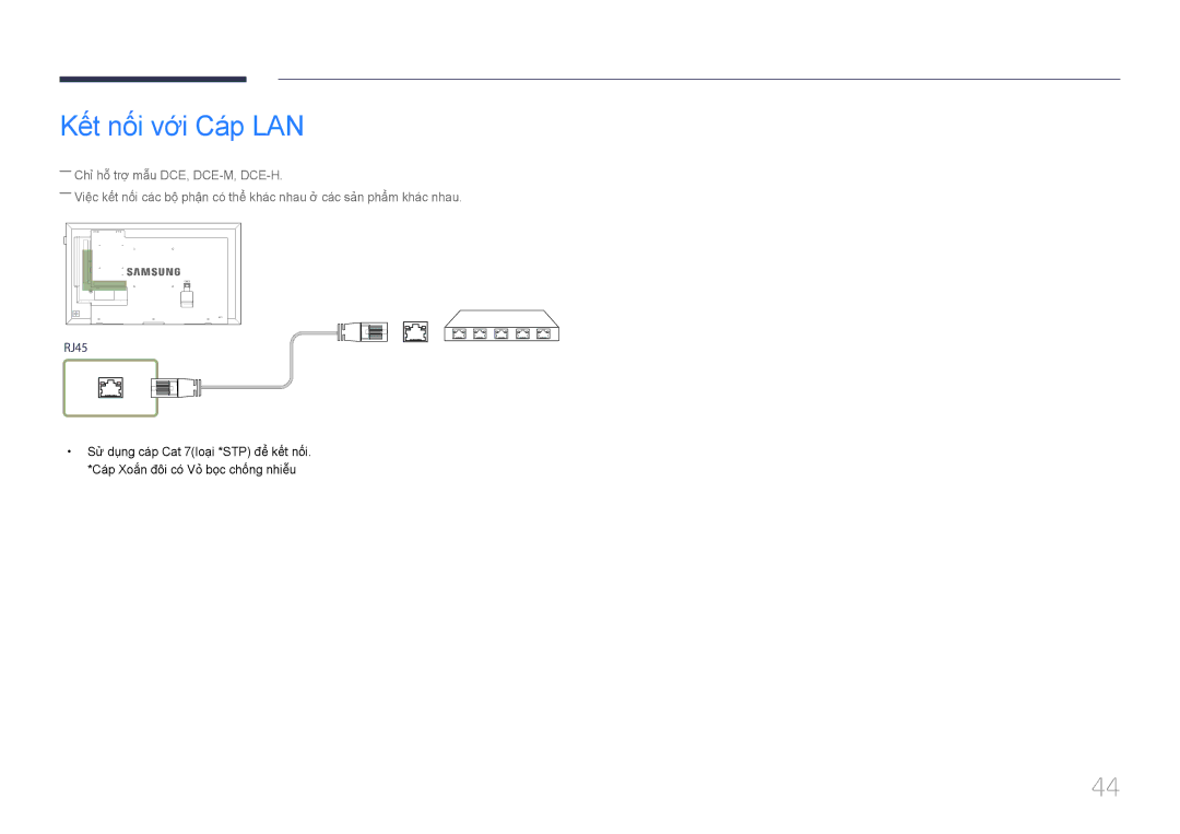 Samsung LH55DCEPLGC/XY, LH55DMEPLGC/XY, LH40DCEPLGC/XY, LH40DCEPLGC/XV, LH32DCEPLGC/XV, LH48DCEPLGC/XV Kế́t nố́i với Cá́p LAN 