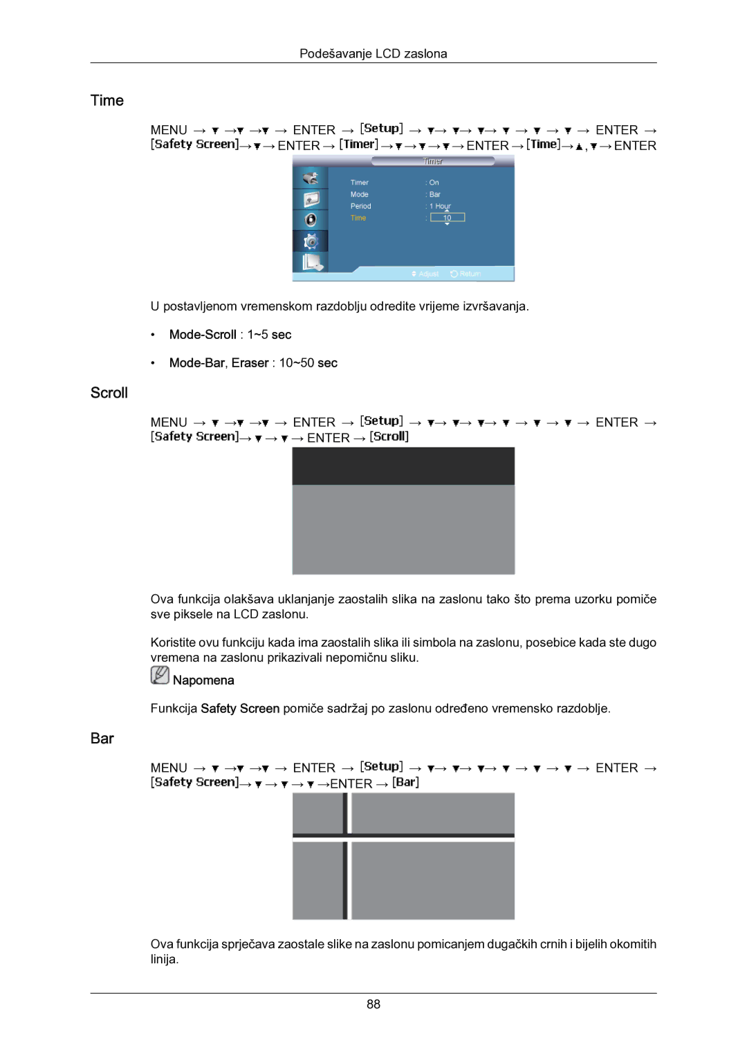 Samsung LH55LBPLBC/EN manual Mode-Scroll 1~5 sec Mode-Bar,Eraser 10~50 sec 