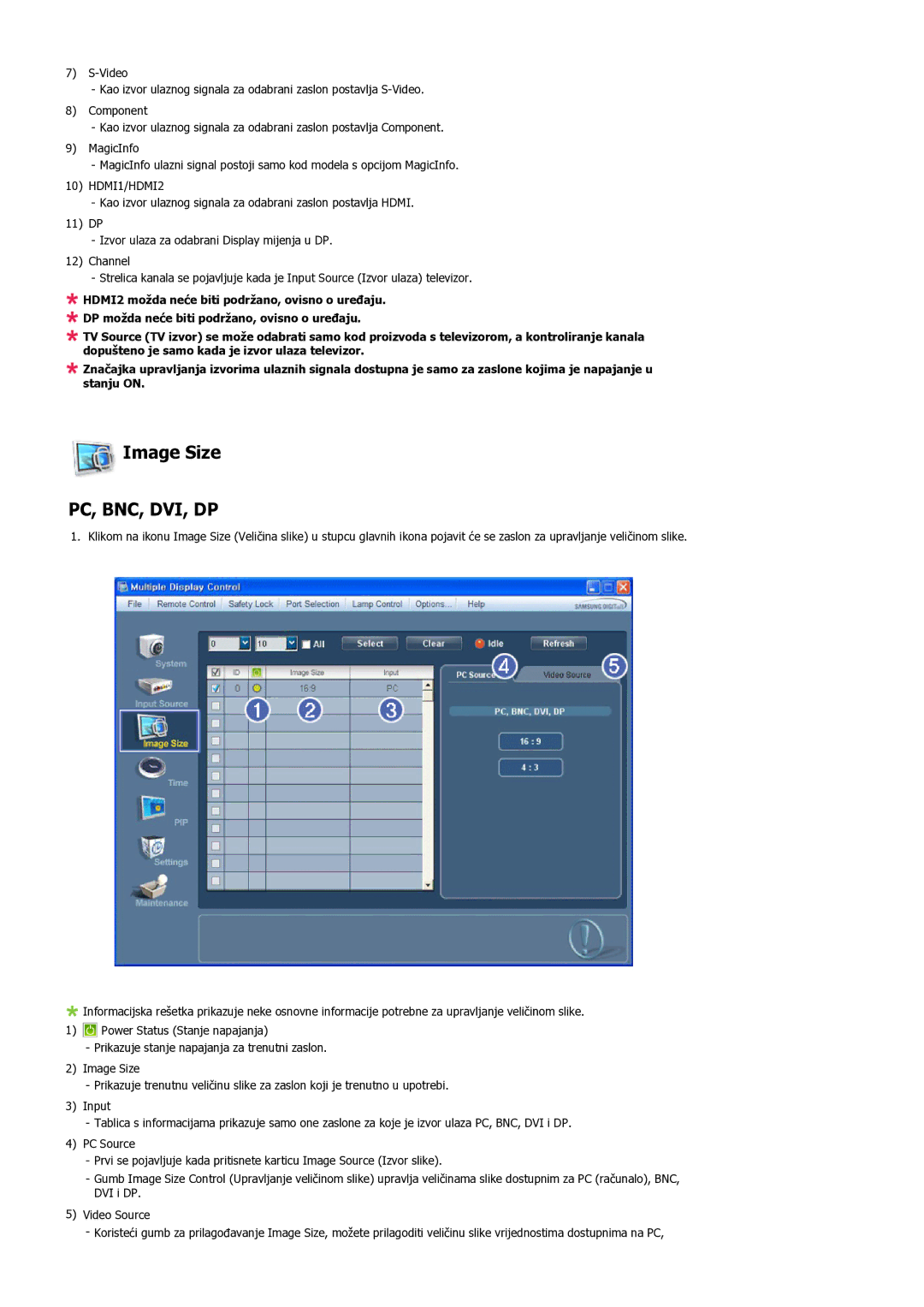 Samsung LH55LBPLBC/EN manual Image Size, HDMI1/HDMI2 