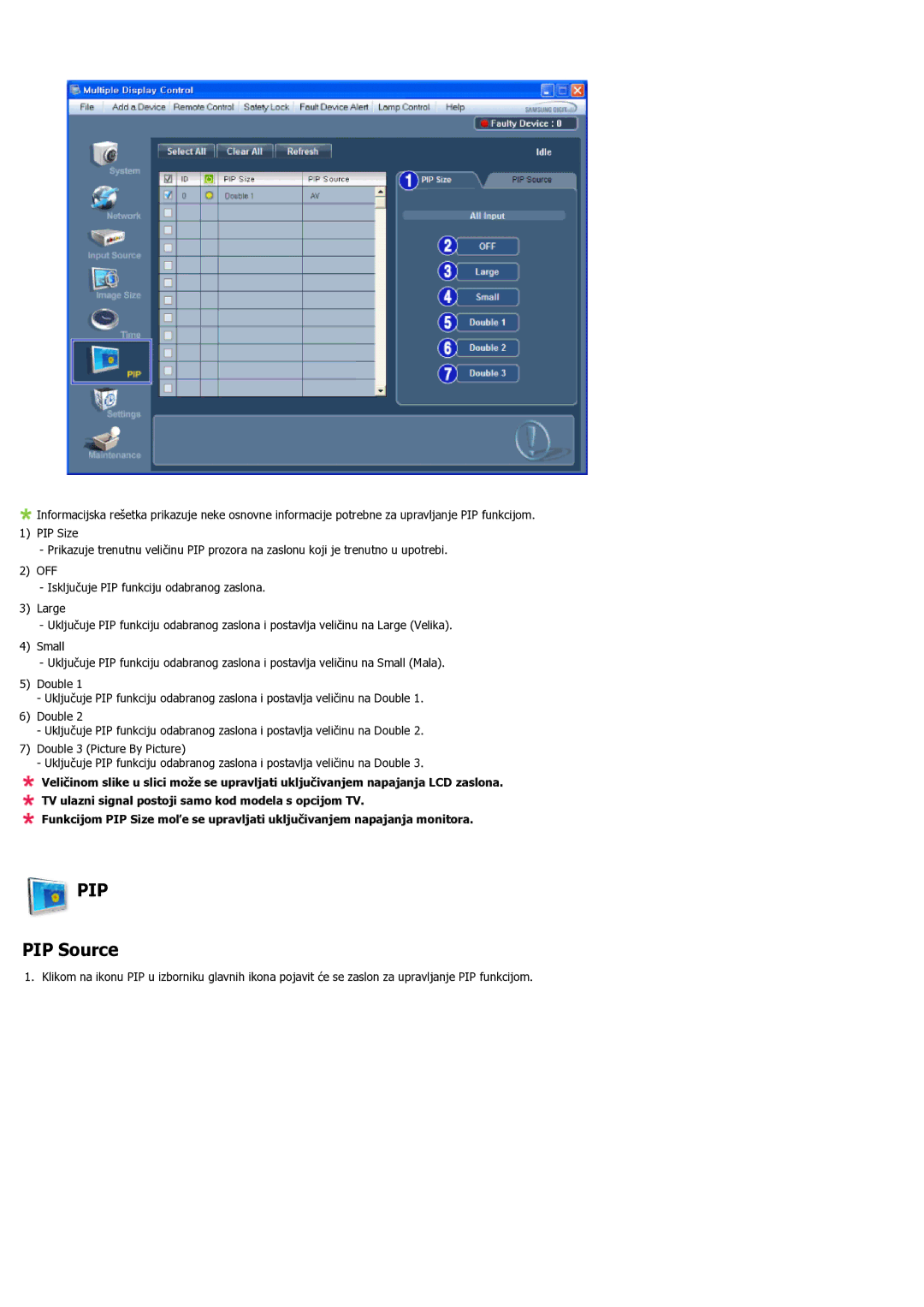 Samsung LH55LBPLBC/EN manual PIP Source 