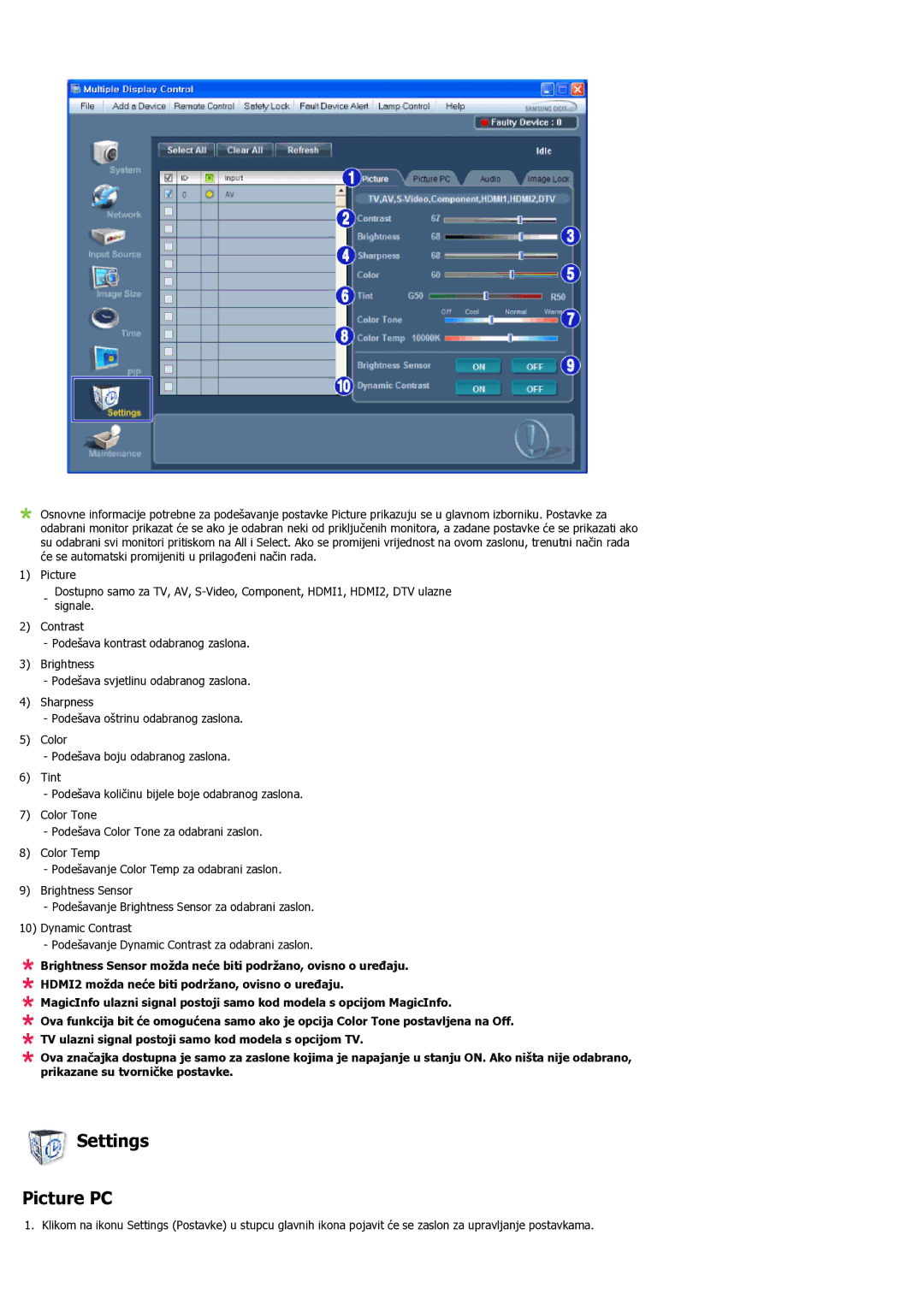 Samsung LH55LBPLBC/EN manual Settings Picture PC 