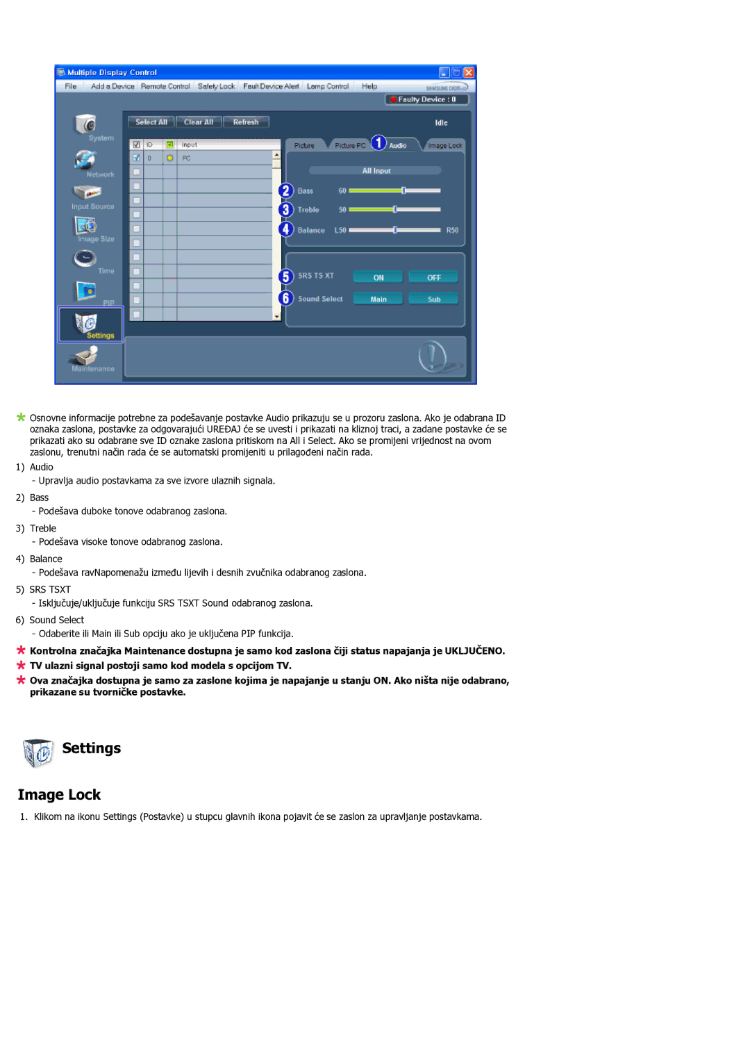 Samsung LH55LBPLBC/EN manual Settings Image Lock 