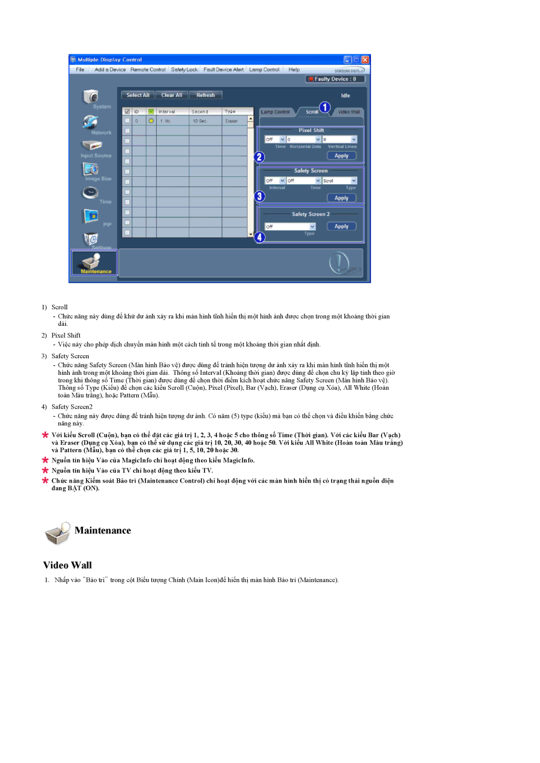 Samsung LH55LBPLBC/XY manual Maintenance Video Wall 