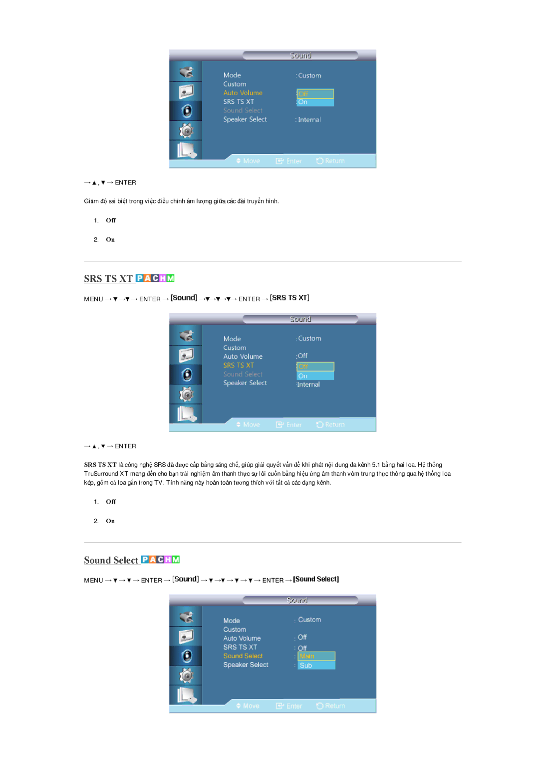 Samsung LH55LBPLBC/XY manual Srs Ts Xt, Sound Select 