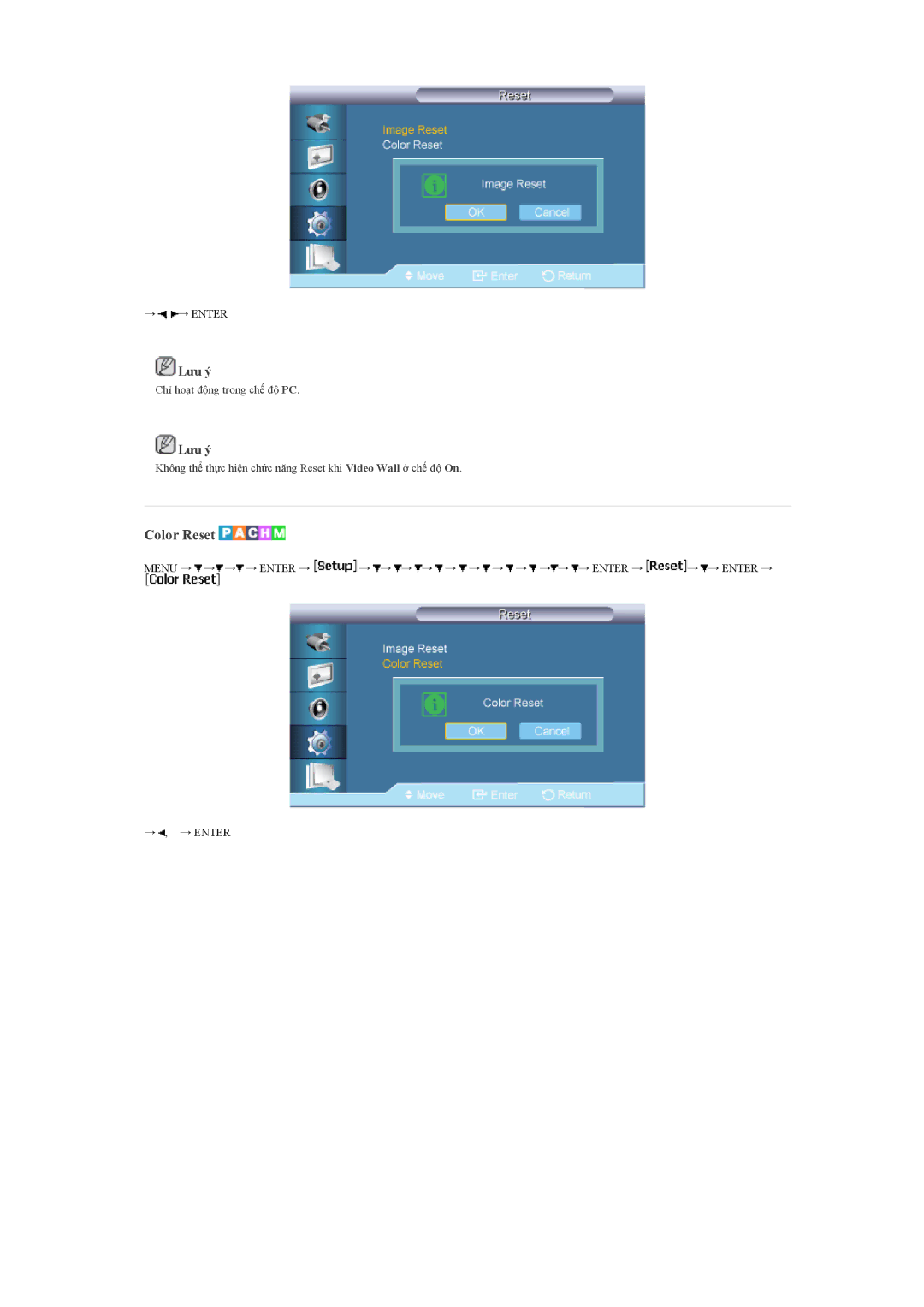 Samsung LH55LBPLBC/XY manual Color Reset 