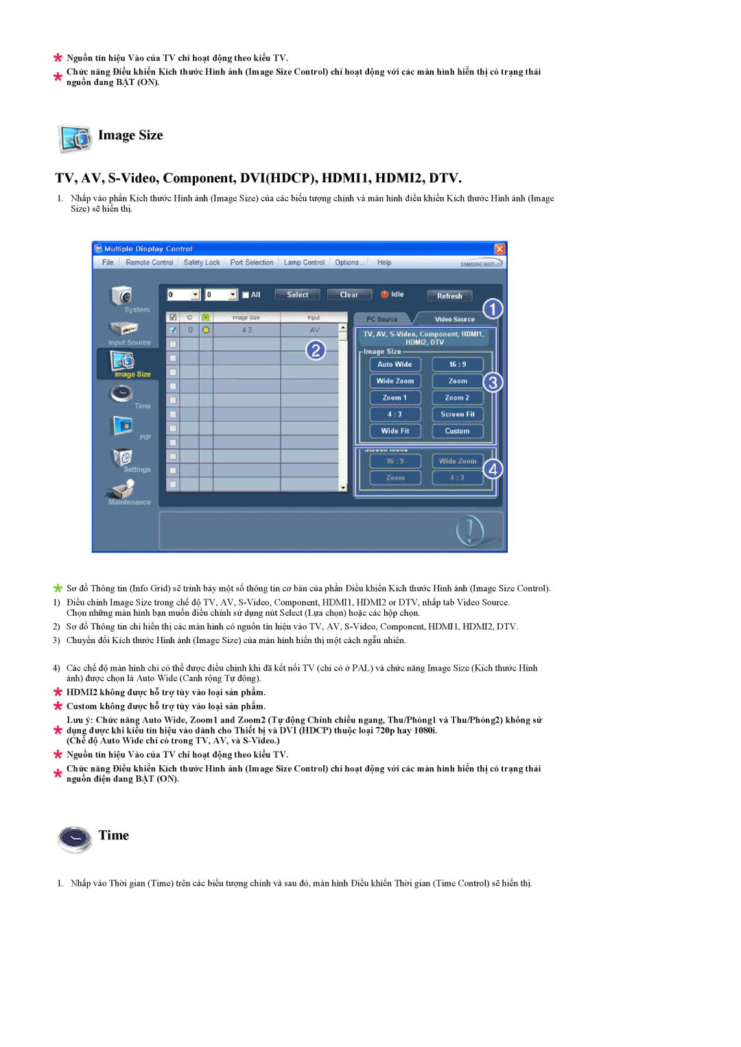 Samsung LH55LBPLBC/XY manual Time 