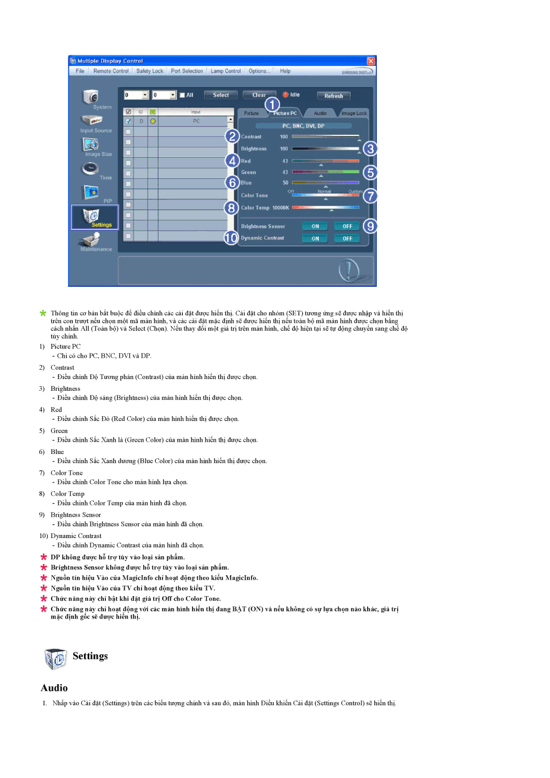 Samsung LH55LBPLBC/XY manual Settings Audio 