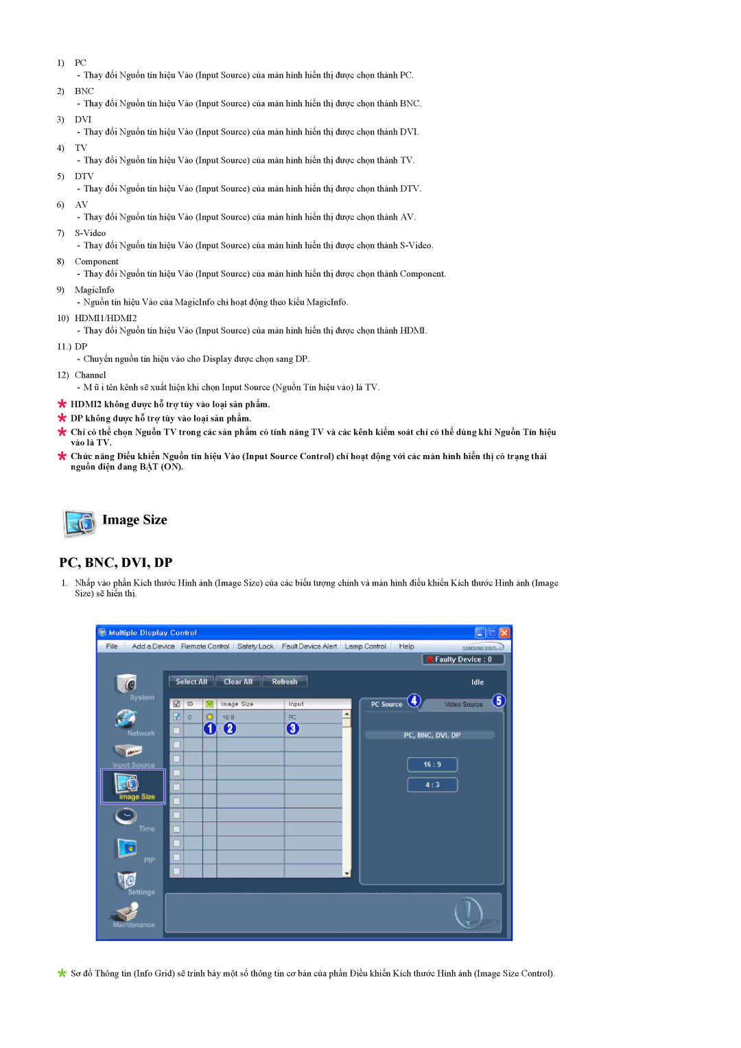 Samsung LH55LBPLBC/XY manual Pc, Bnc, Dvi, Dp 