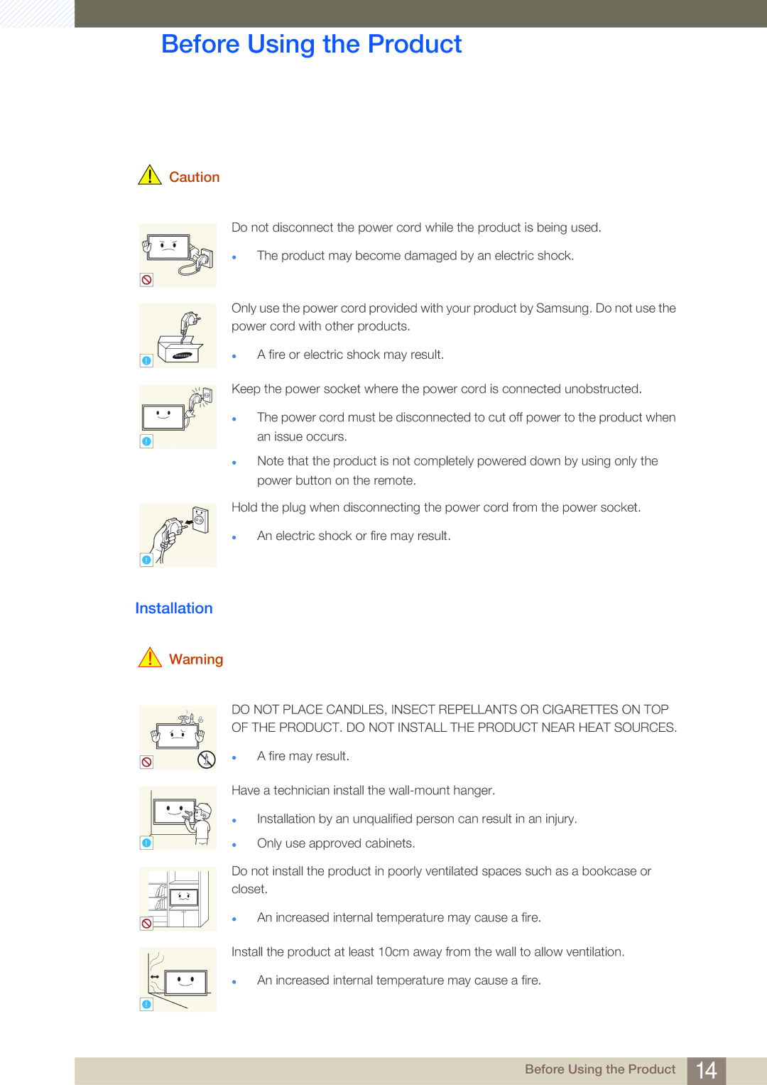 Samsung LH40MDBPLGC/EN, LH55MDBPLGC/EN, LH46MDBPLGC/EN, LH32MDBPLGC/EN, LH46MDBPLGC/NG, LH55MDBPLGC/NG manual Installation 