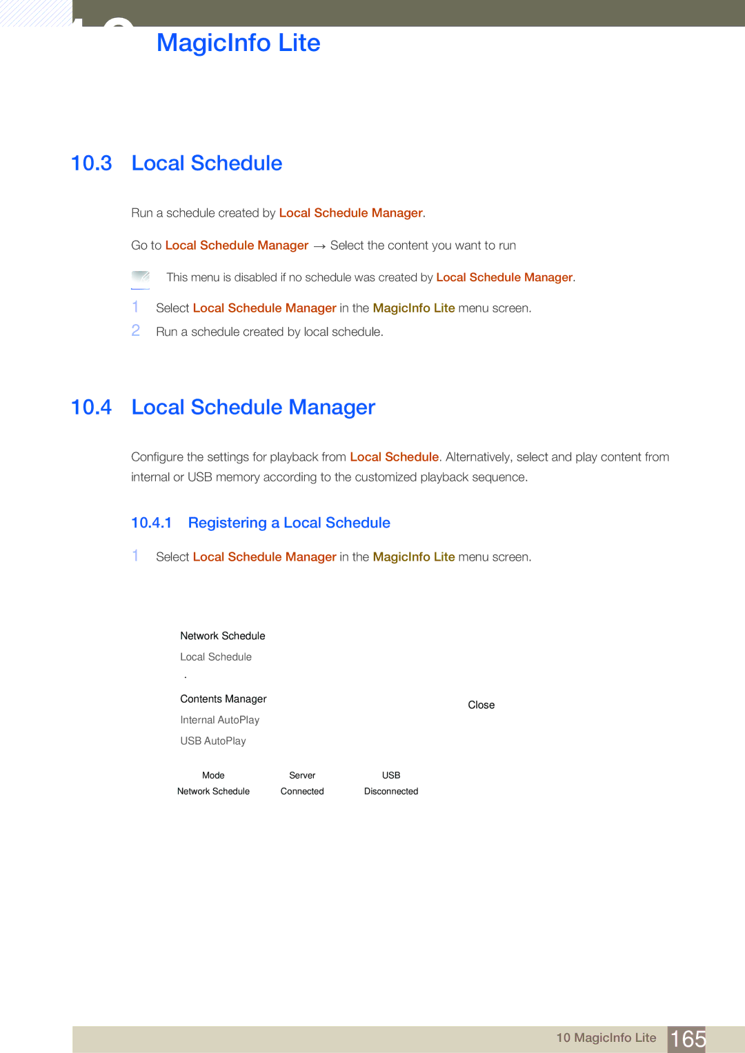 Samsung LH55MDBPLGC/XY, LH55MDBPLGC/EN, LH40MDBPLGC/EN manual Local Schedule Manager, Registering a Local Schedule 