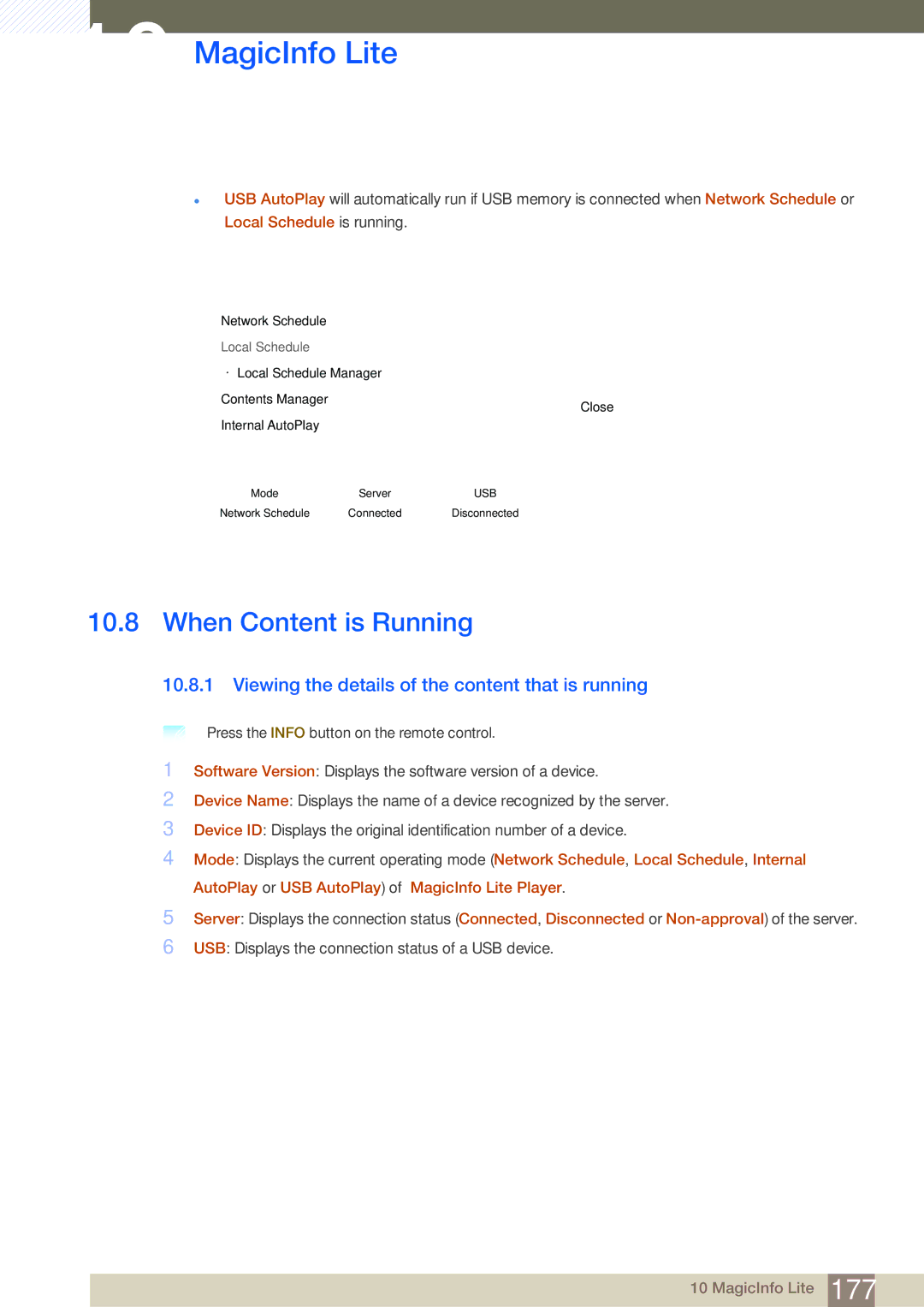 Samsung LH40MDBPLGC/XY, LH55MDBPLGC/EN manual When Content is Running, Viewing the details of the content that is running 