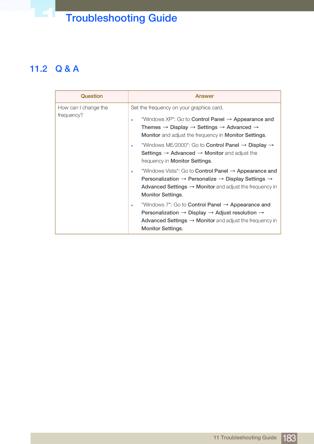 Samsung LH40MDBPLGC/EN, LH55MDBPLGC/EN, LH46MDBPLGC/EN, LH32MDBPLGC/EN, LH46MDBPLGC/NG manual 11.2 Q & a, Question Answer 