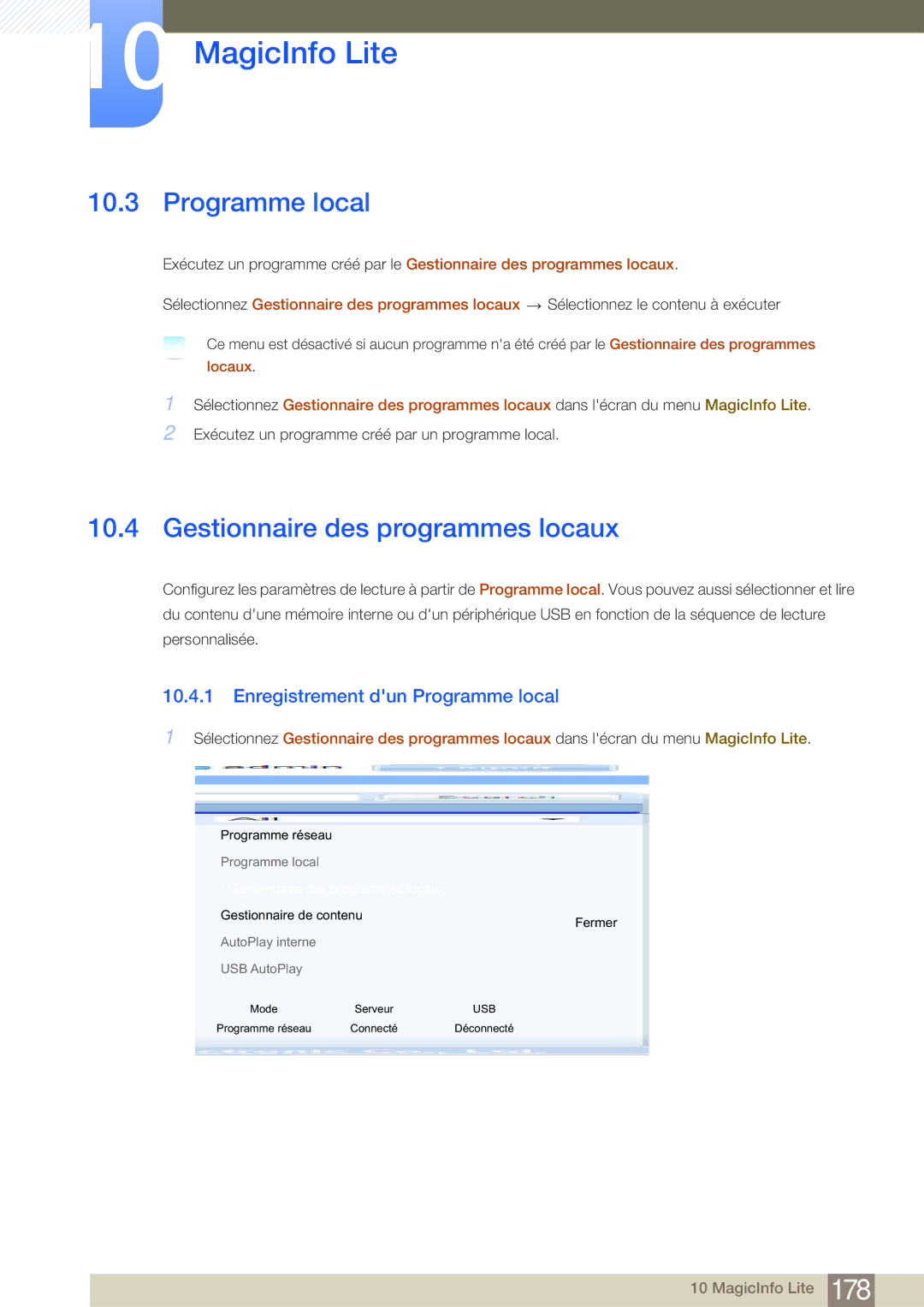 Samsung LH46MDBPLGC/EN, LH55MDBPLGC/EN Gestionnaire des programmes locaux, Enregistrement dun Programme local, Locaux 