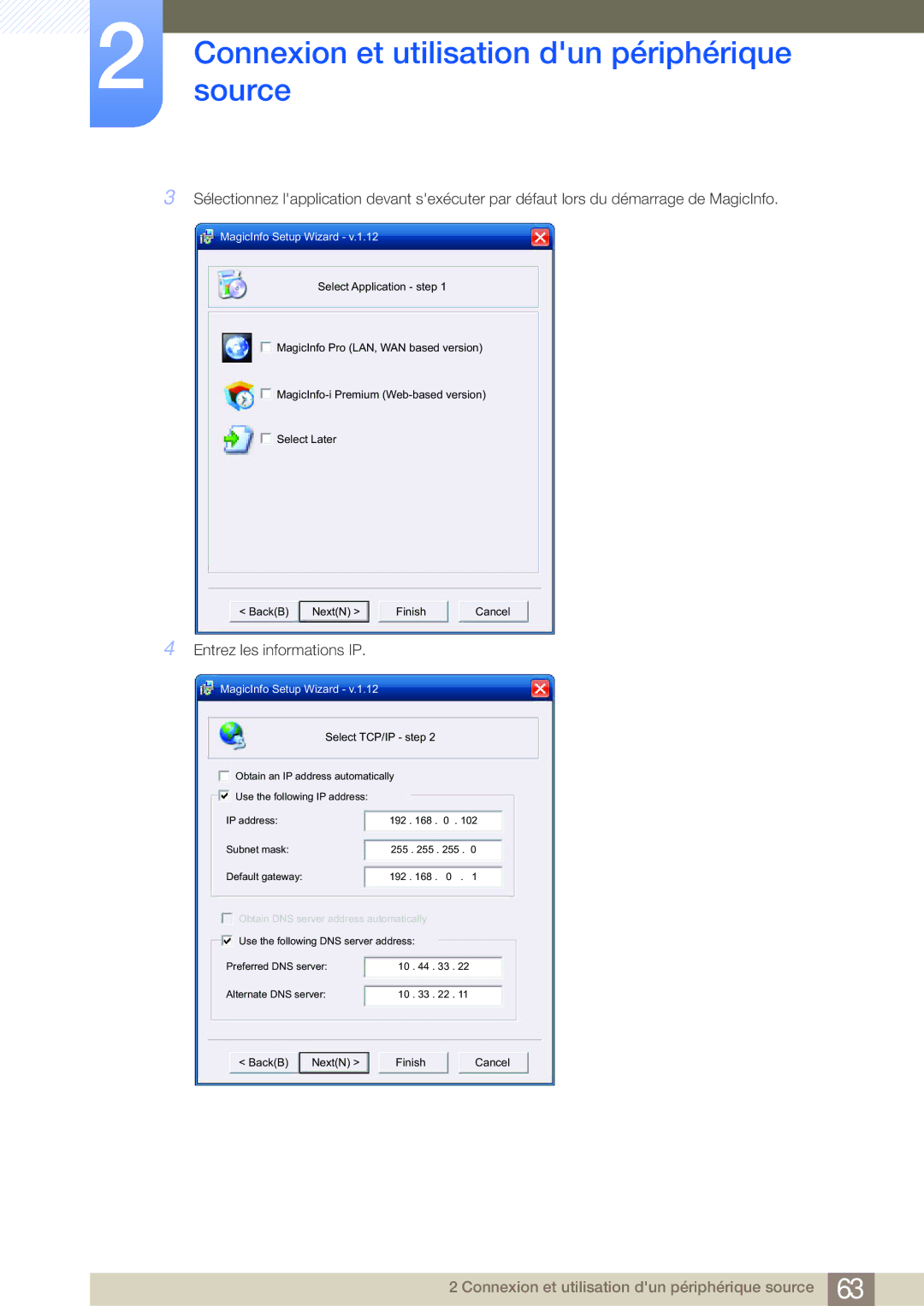 Samsung LH32MDBPLGC/EN, LH55MDBPLGC/EN, LH40MDBPLGC/EN, LH46MDBPLGC/EN manual Entrez les informations IP 