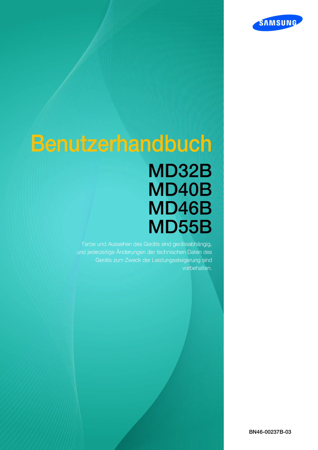 Samsung LH40MDBPLGC/EN, LH55MDBPLGC/EN, LH46MDBPLGC/EN, LH32MDBPLGC/EN manual Benutzerhandbuch 