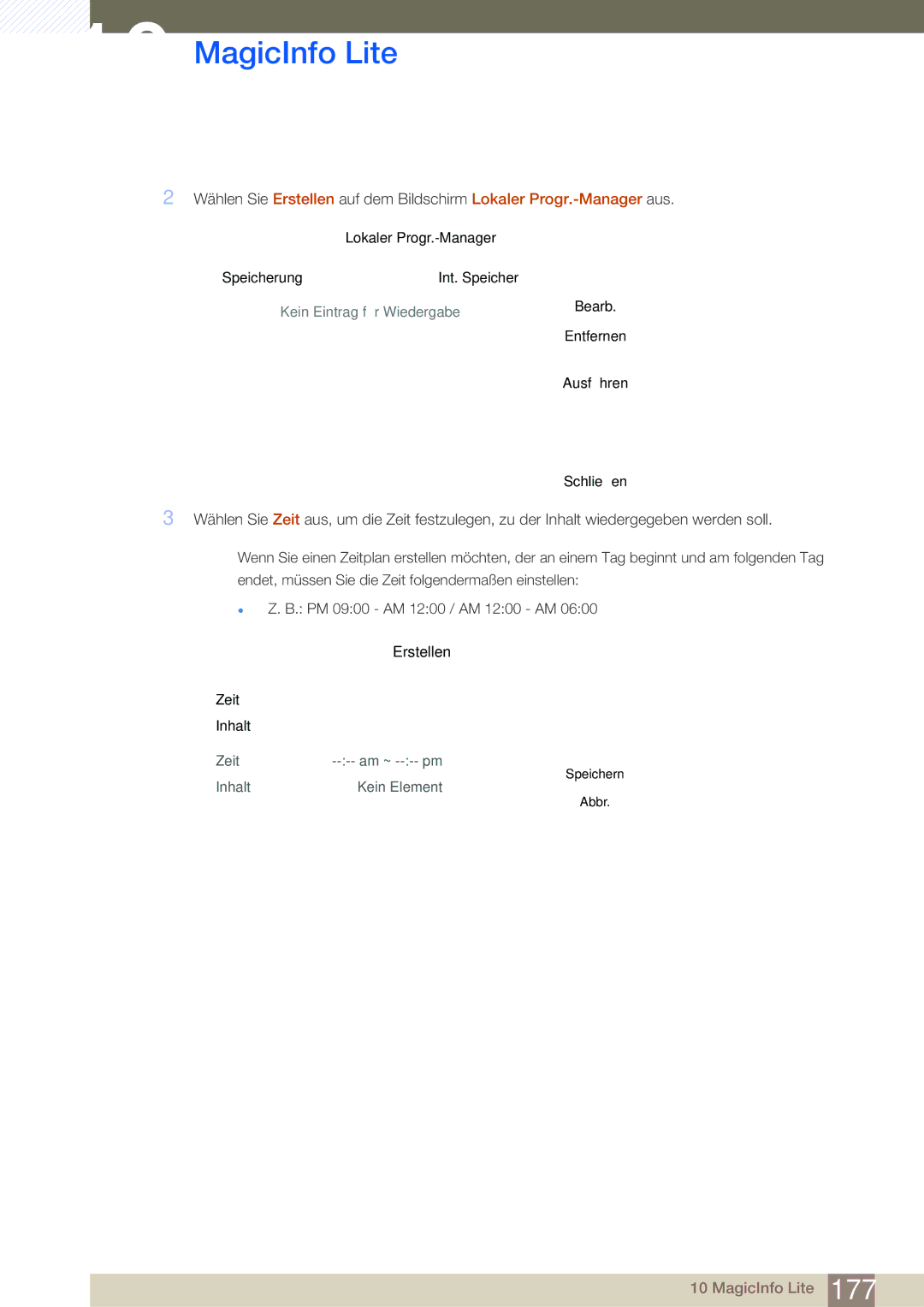 Samsung LH40MDBPLGC/EN, LH55MDBPLGC/EN, LH46MDBPLGC/EN, LH32MDBPLGC/EN manual Erstellen 