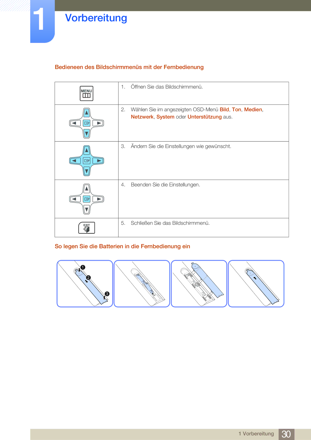 Samsung LH46MDBPLGC/EN, LH55MDBPLGC/EN, LH40MDBPLGC/EN, LH32MDBPLGC/EN Bedieneen des Bildschirmmenüs mit der Fernbedienung 