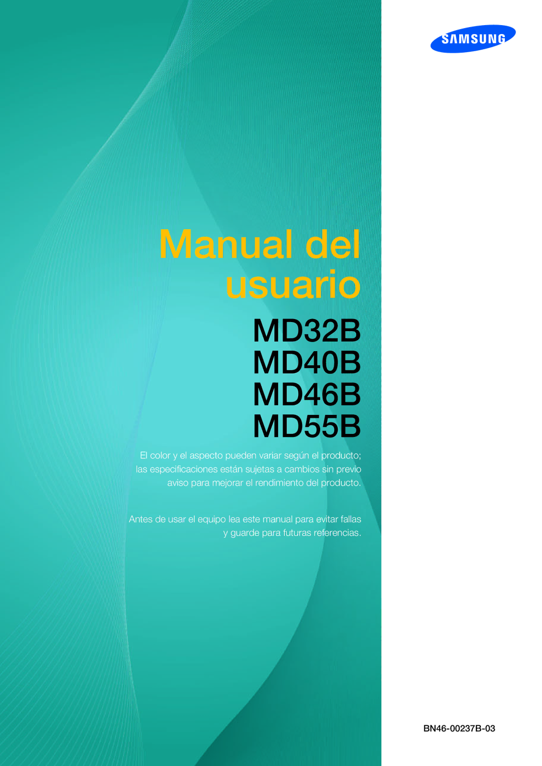 Samsung LH40MDBPLGC/EN, LH55MDBPLGC/EN, LH46MDBPLGC/EN, LH32MDBPLGC/EN manual Manual del usuario 