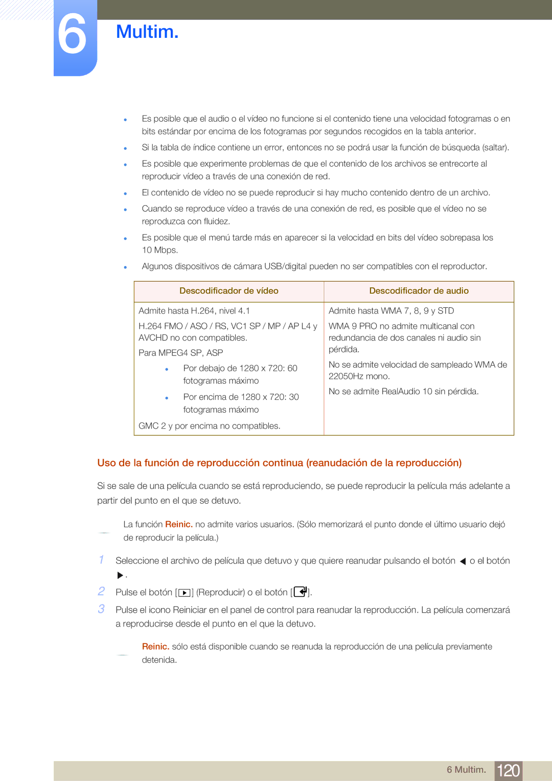 Samsung LH55MDBPLGC/EN, LH40MDBPLGC/EN, LH46MDBPLGC/EN, LH32MDBPLGC/EN manual Descodificador de vídeo Descodificador de audio 