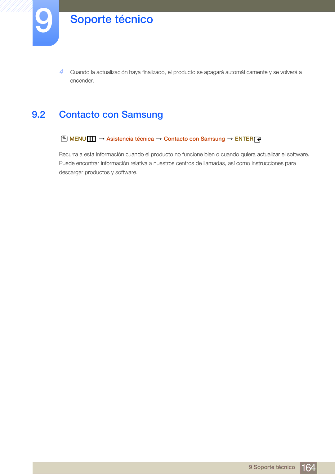 Samsung LH55MDBPLGC/EN, LH40MDBPLGC/EN, LH46MDBPLGC/EN manual MENUm Asistencia técnica Contacto con Samsung Enter 