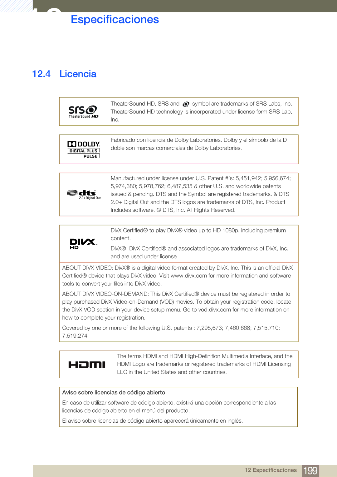 Samsung LH32MDBPLGC/EN, LH55MDBPLGC/EN, LH40MDBPLGC/EN, LH46MDBPLGC/EN manual Licencia 