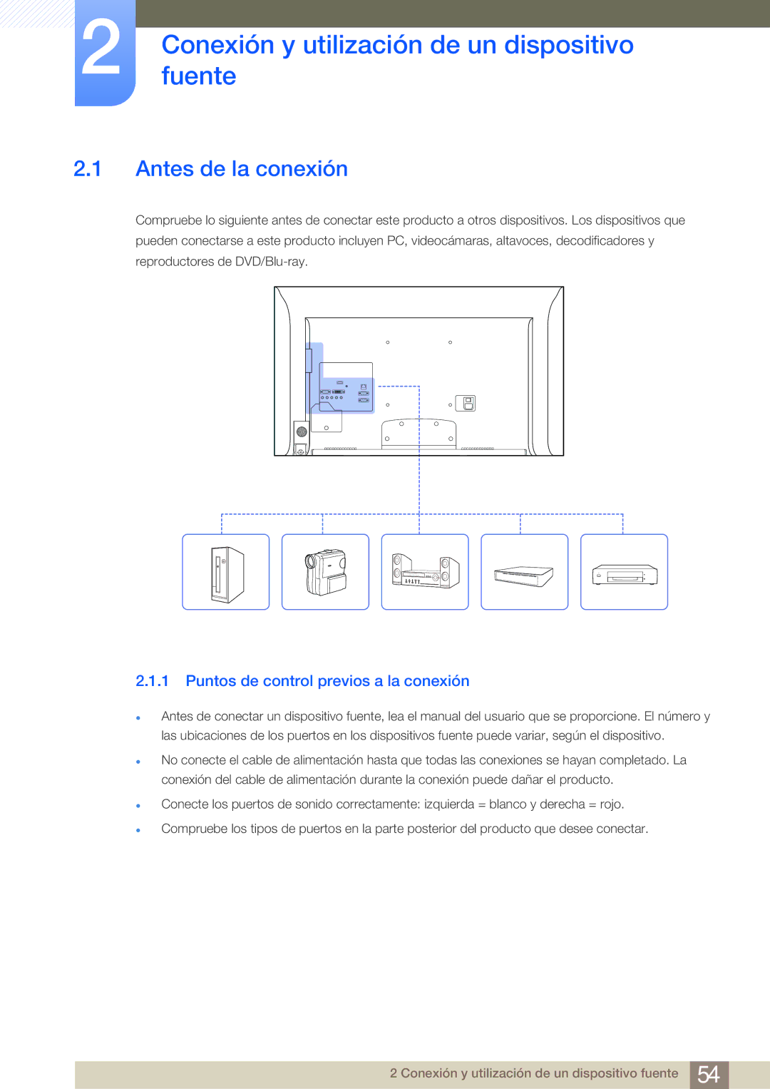 Samsung LH46MDBPLGC/EN, LH55MDBPLGC/EN, LH40MDBPLGC/EN Conexiónfuente y utilización de un dispositivo, Antes de la conexión 