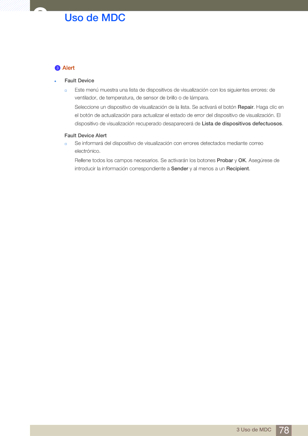 Samsung LH46MDBPLGC/EN, LH55MDBPLGC/EN, LH40MDBPLGC/EN, LH32MDBPLGC/EN manual Alert 