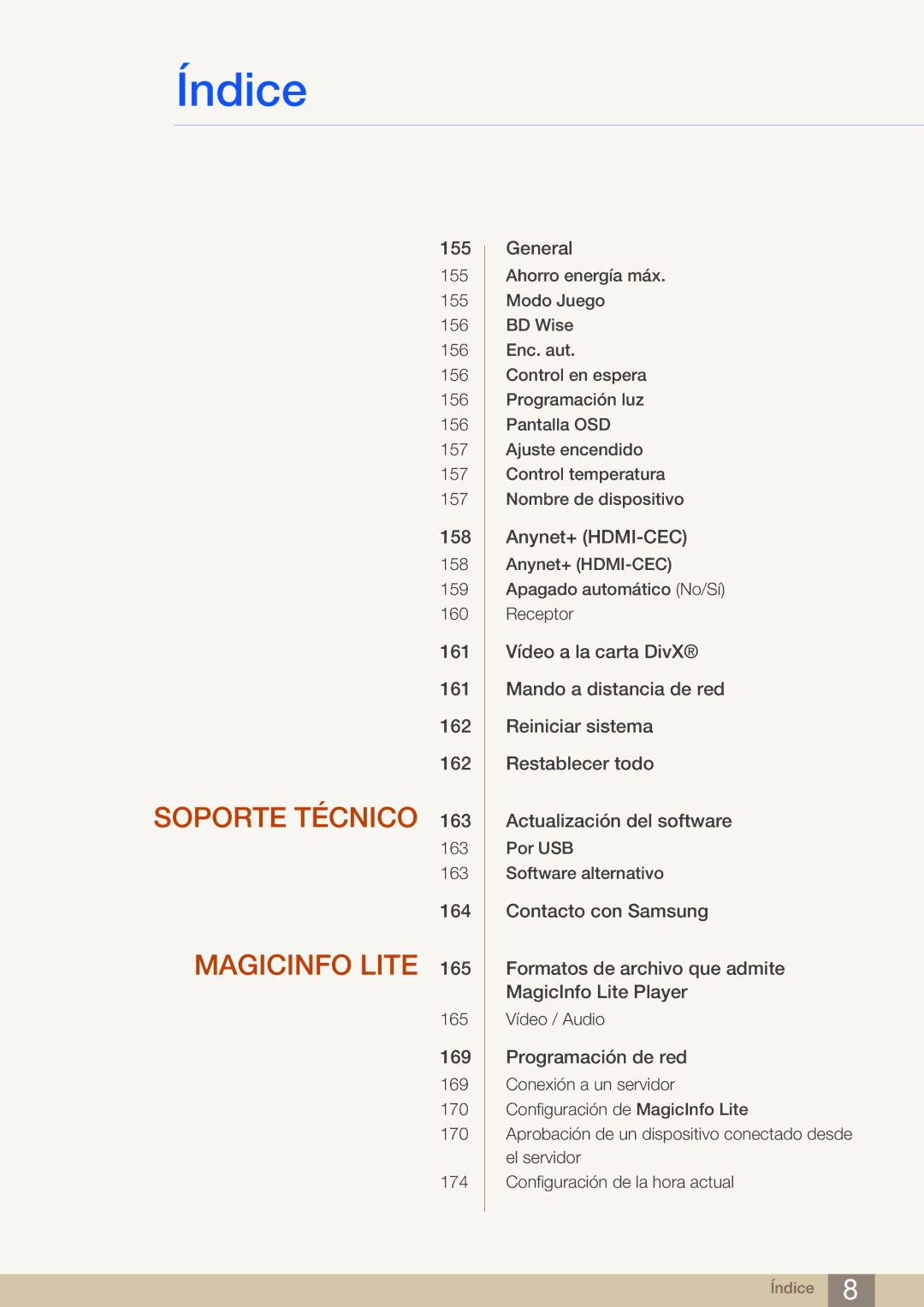 Samsung LH55MDBPLGC/EN, LH40MDBPLGC/EN, LH46MDBPLGC/EN, LH32MDBPLGC/EN manual Soporte Técnico 